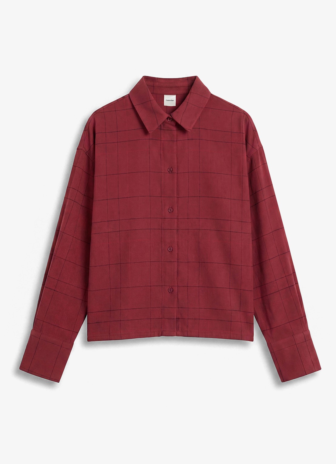 Calvin Klein Nachthemd met ruitdessin - voorkant 5 donkerrood