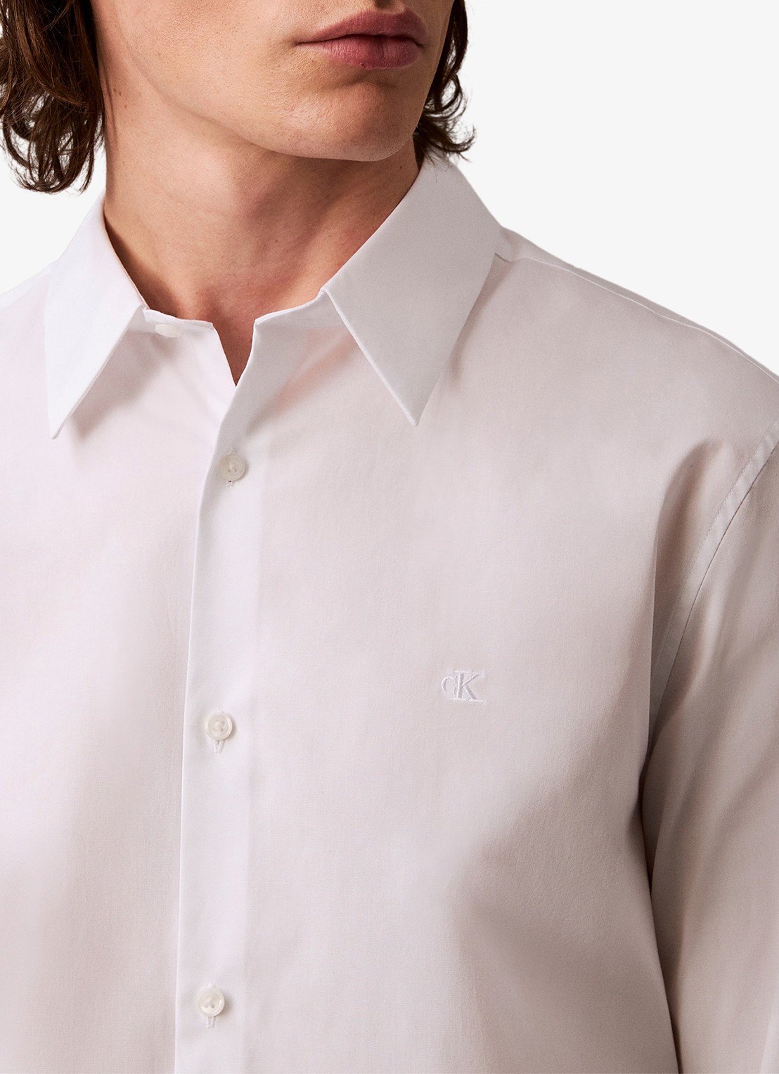 Calvin Klein Overhemd met logoborduring - detail 2 gebroken wit