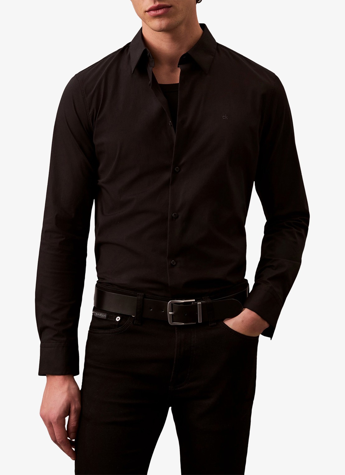 Calvin Klein Overhemd met logoborduring - detail 4 zwart