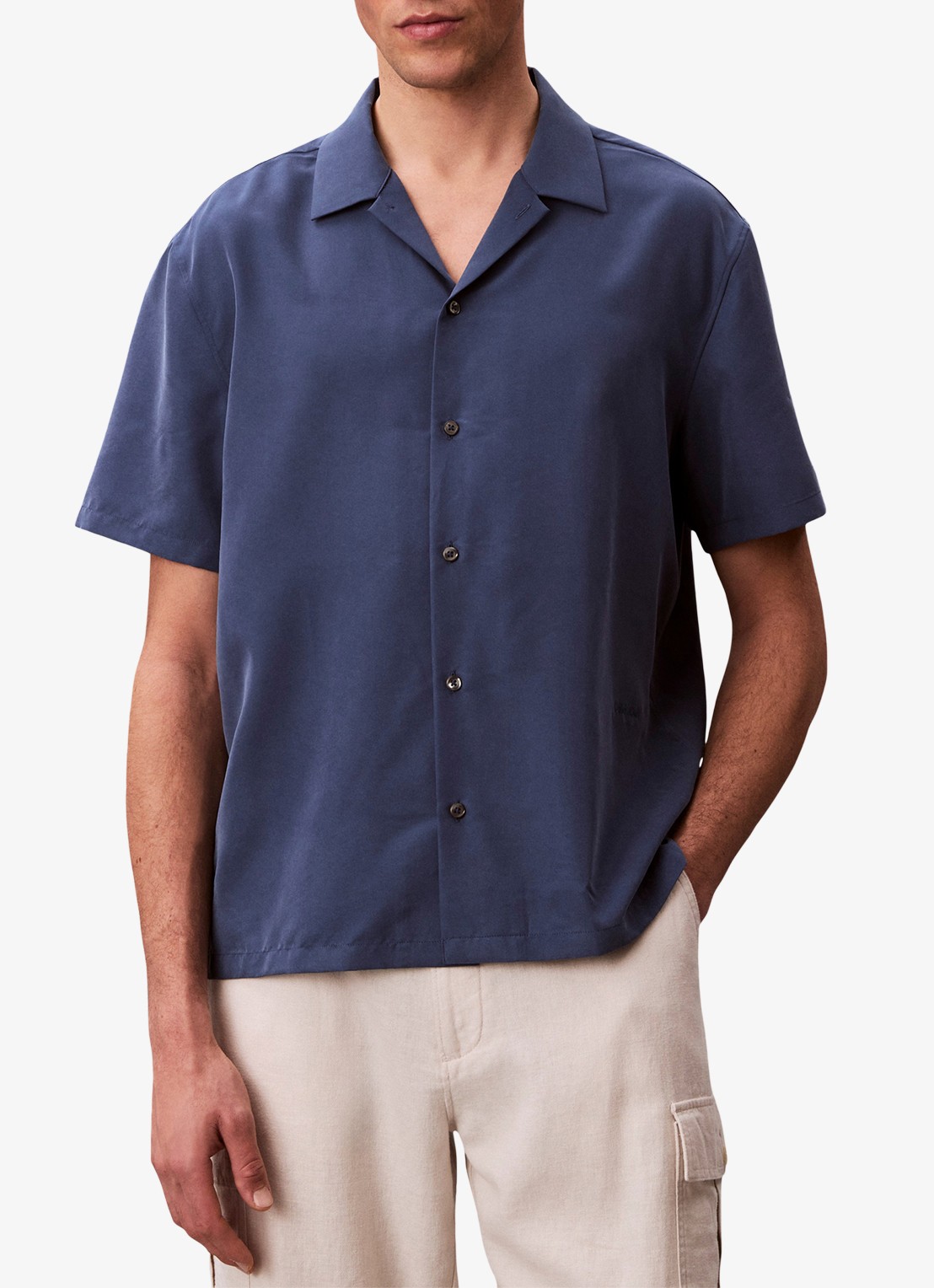 Calvin Klein Overhemd met logoborduring - detail denim