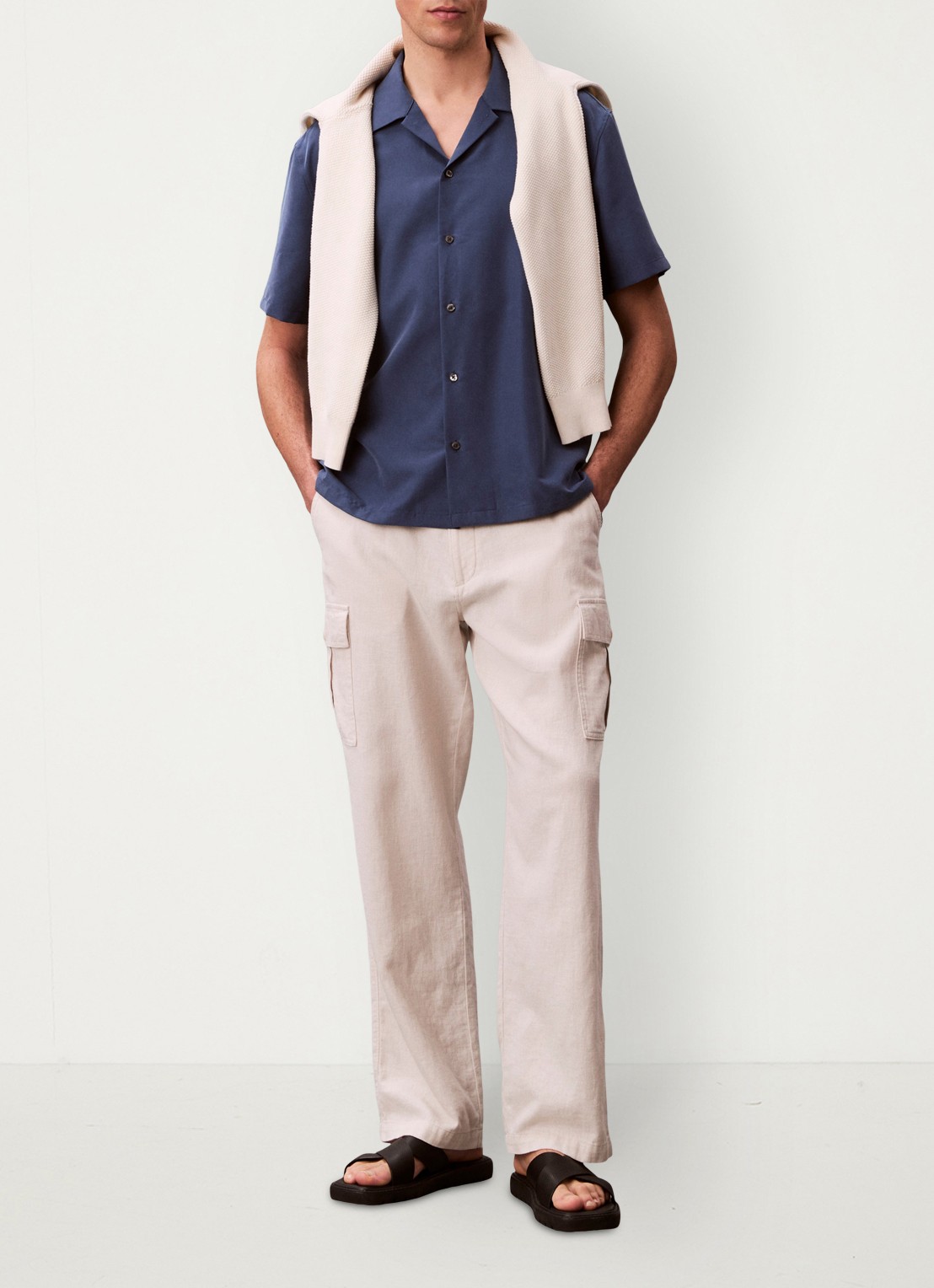 Calvin Klein Overhemd met logoborduring - voorkant 5 denim