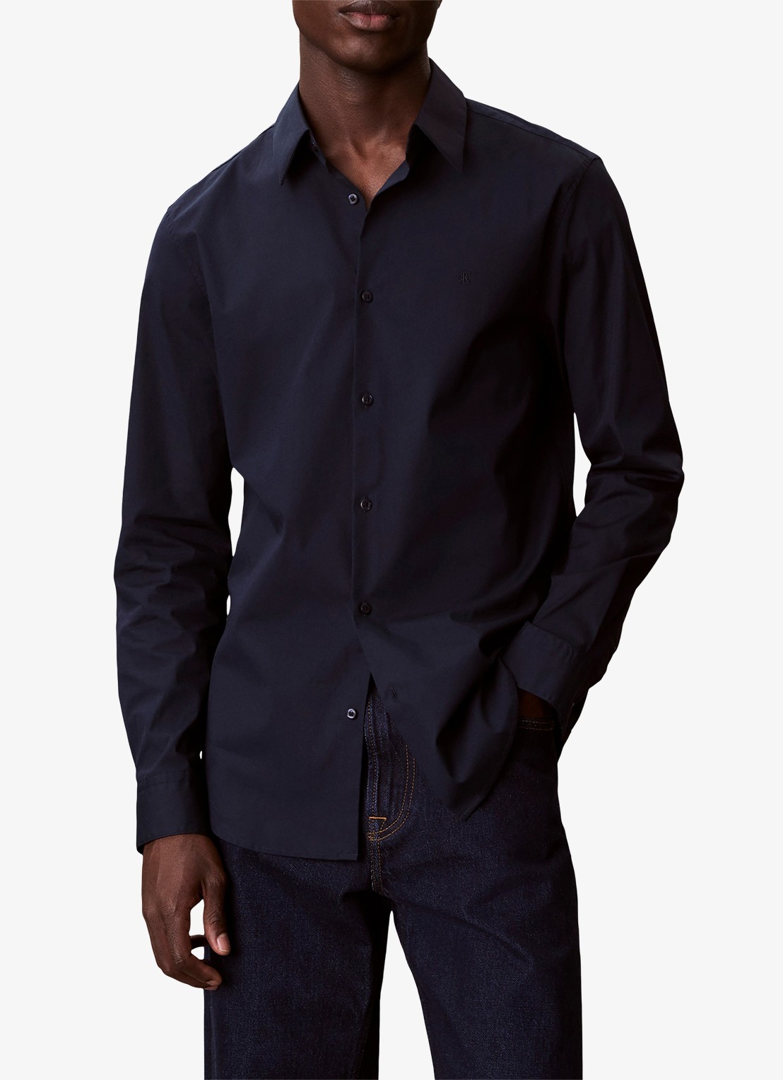 Calvin Klein Overhemd met logoborduring - detail dark sapphire-cef