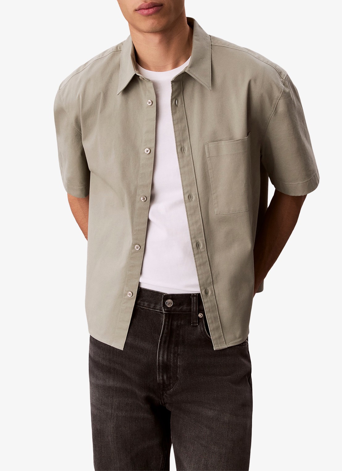 Calvin Klein Overhemd met logoborduring - detail lindegroen