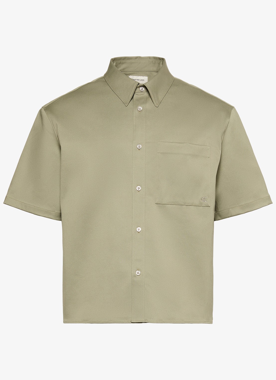 Calvin Klein Overhemd met logoborduring - voorkant 4 lindegroen
