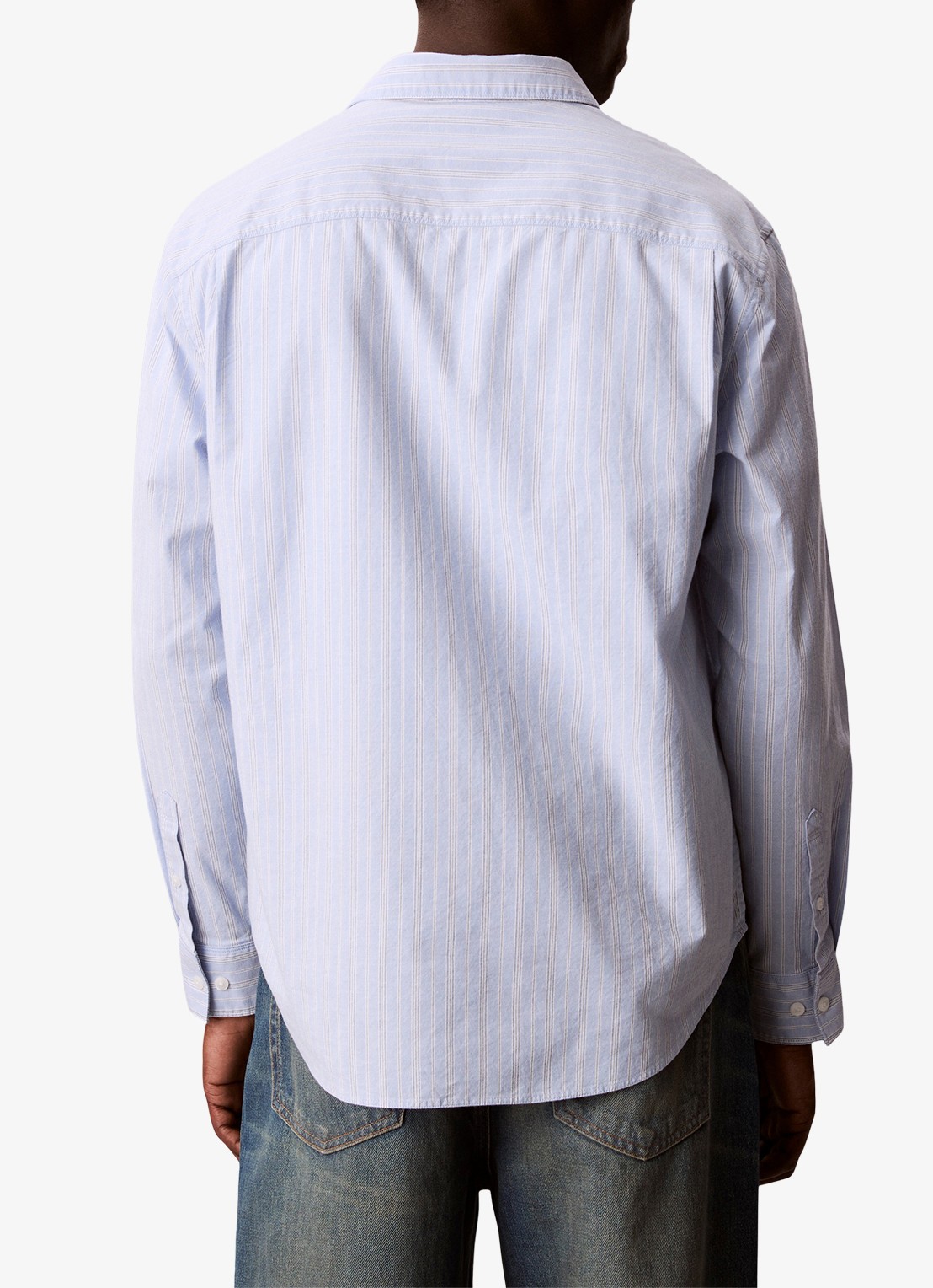 Calvin Klein Overhemd met streepprint - achterkant 2 lichtblauw