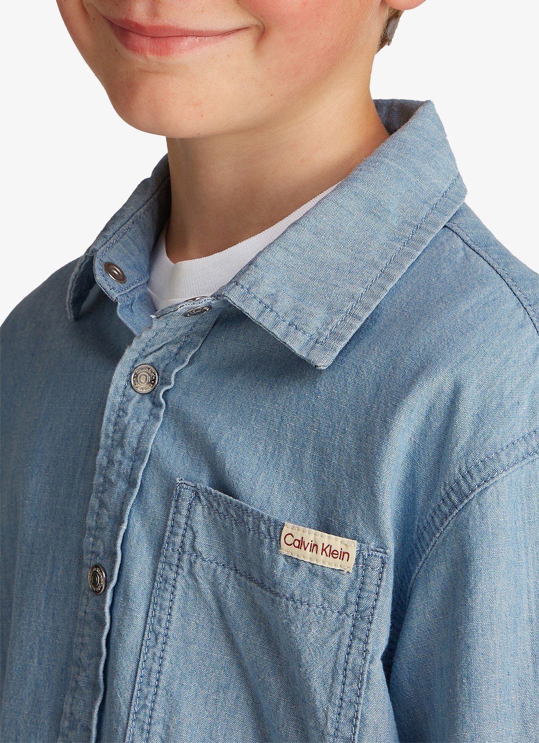 Calvin Klein Overhemd van chambray  - detail denim