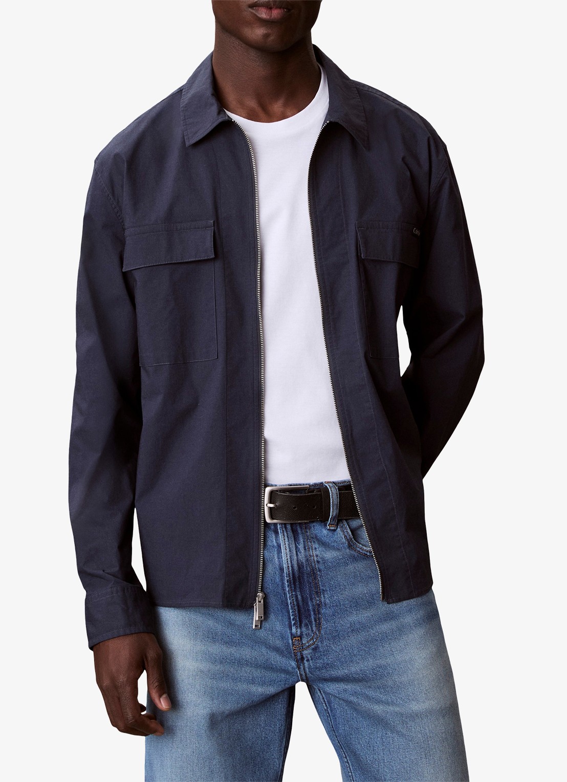 Calvin Klein Overshirt met borstzakken - detail 3 donkerblauw