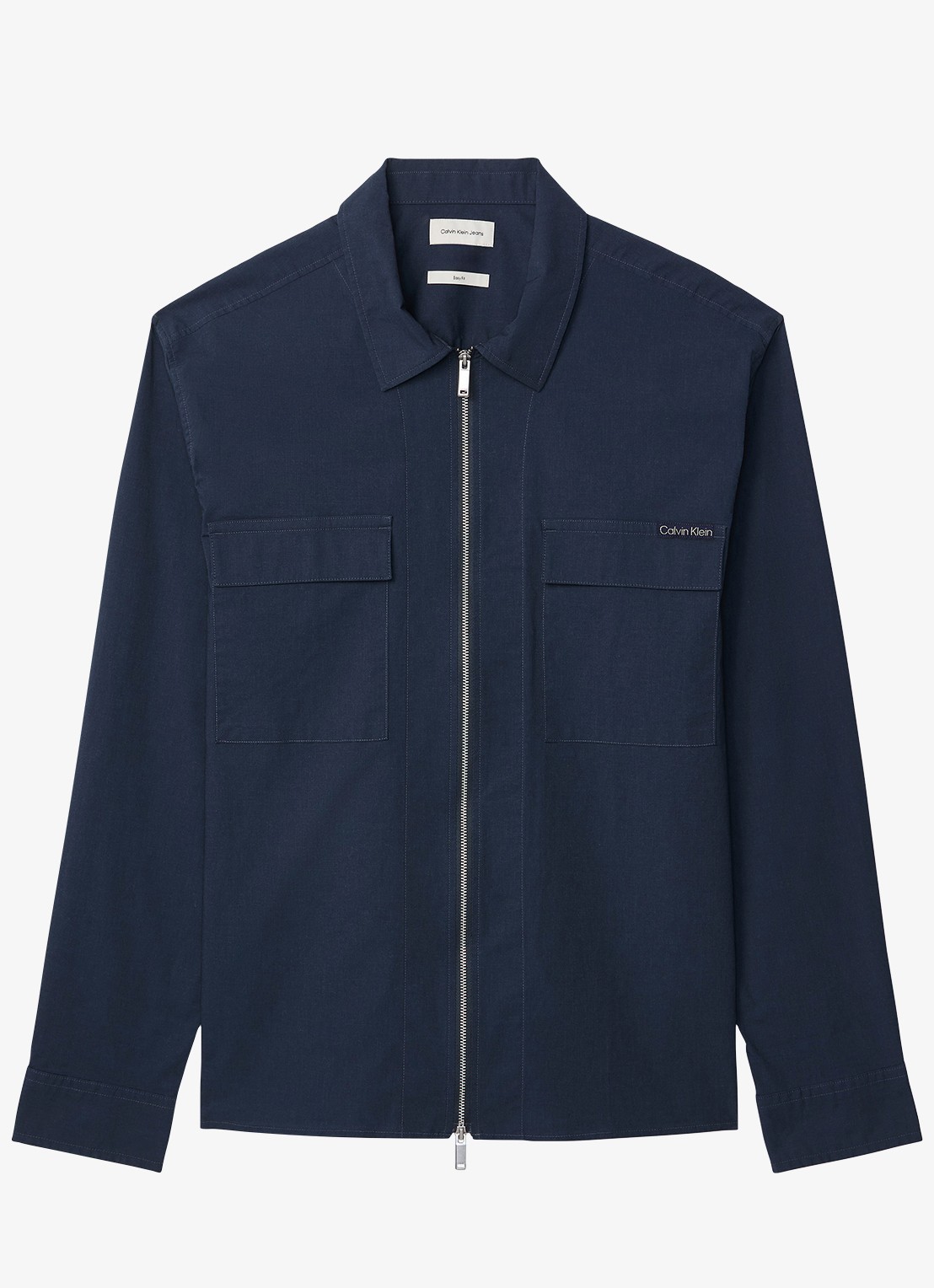 Calvin Klein Overshirt met borstzakken - voorkant donkerblauw