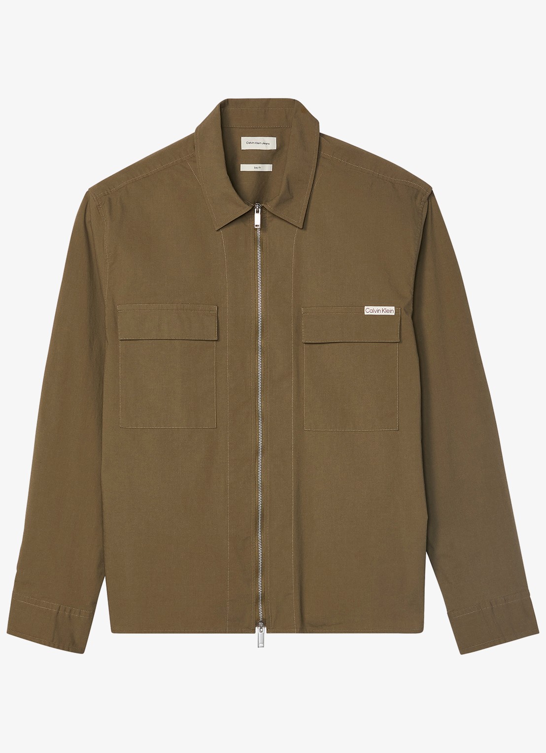 Calvin Klein Overshirt met borstzakken - voorkant 2 bruin
