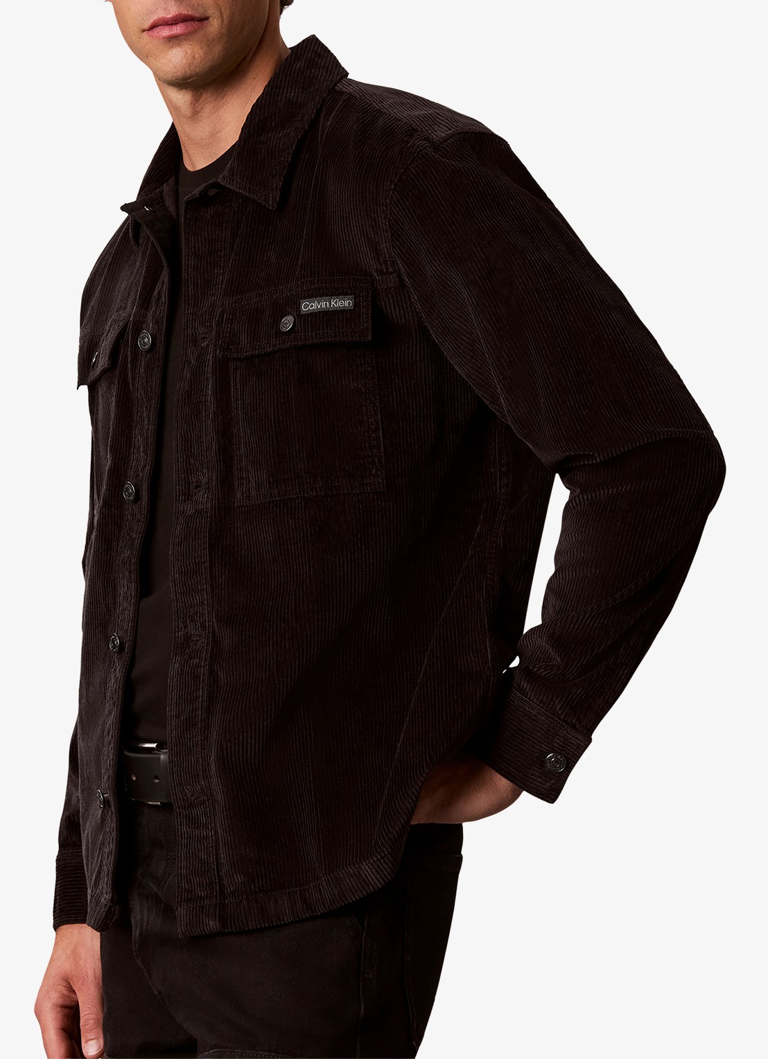 Calvin Klein Overshirt van corduroy met borstzakken - detail 4 zwart