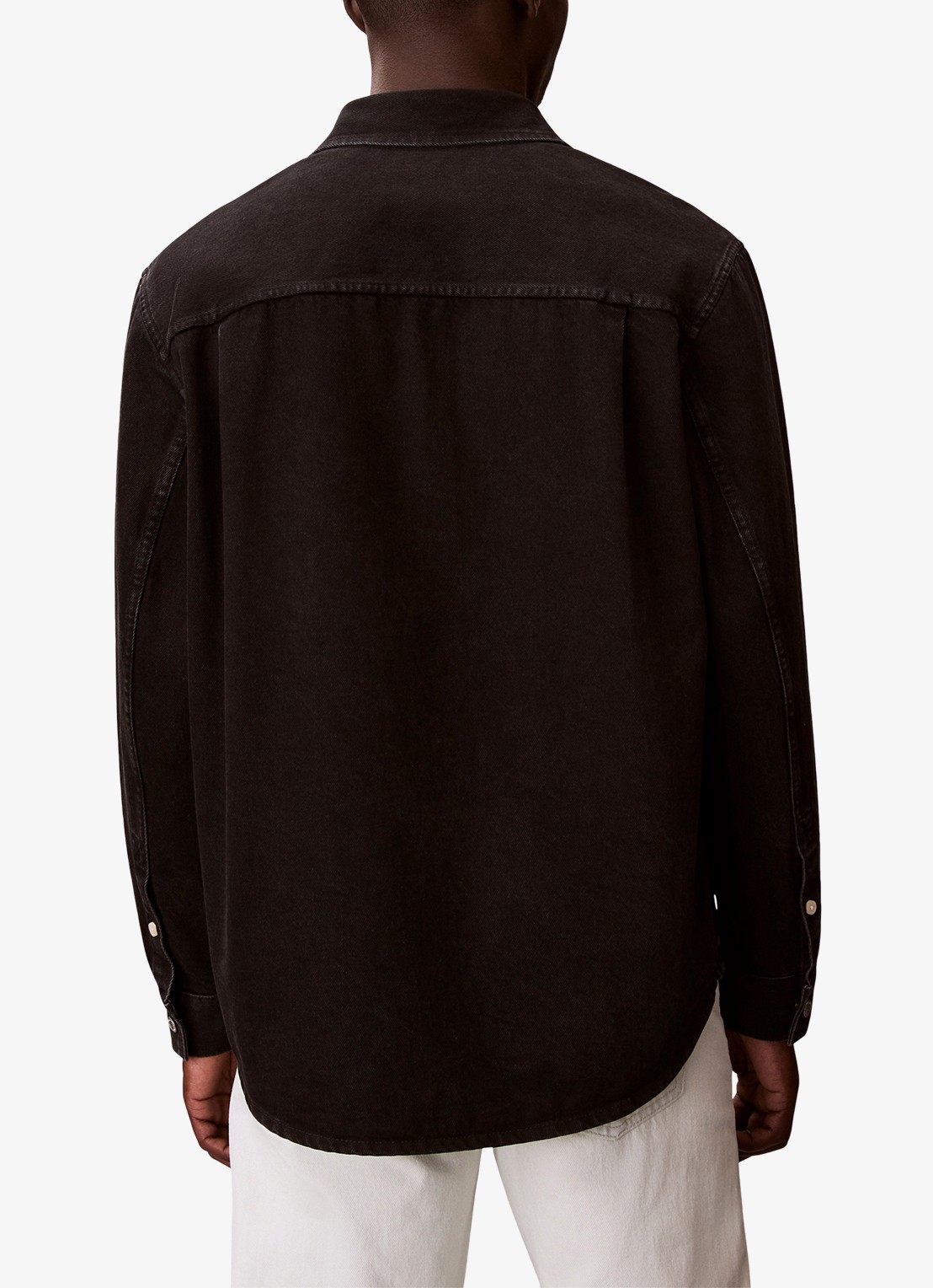 Calvin Klein Overshirt van denim met borstzakken - achterkant 3 zwart