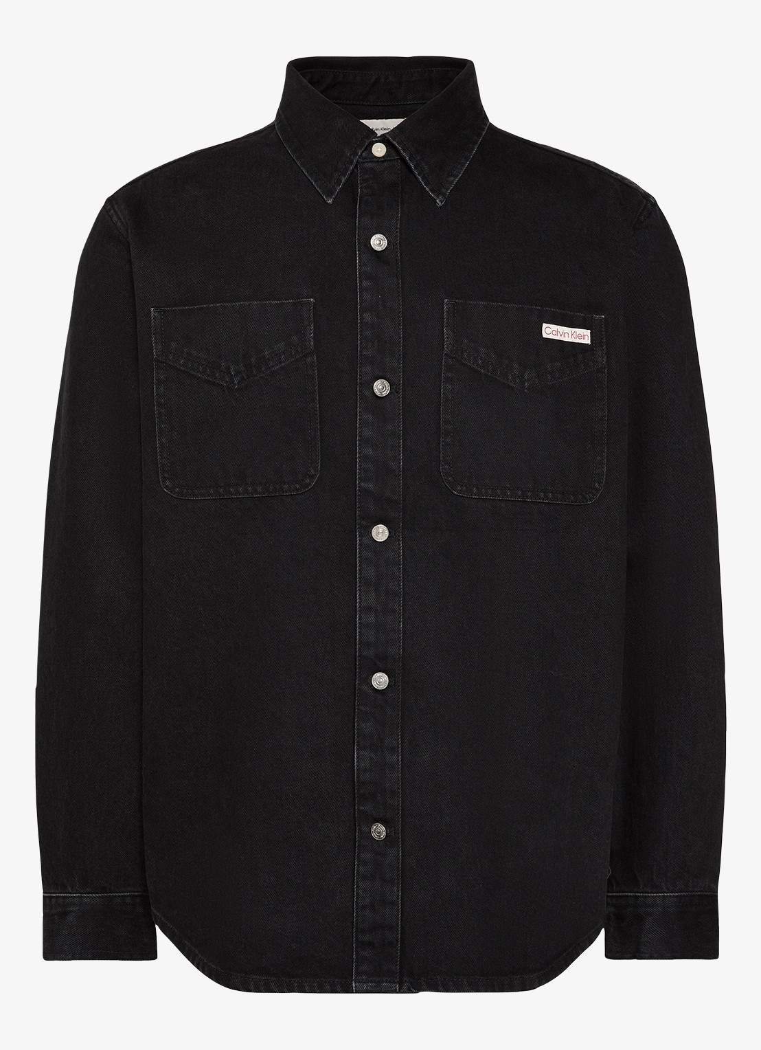 Calvin Klein Overshirt van denim met borstzakken - voorkant 4 zwart