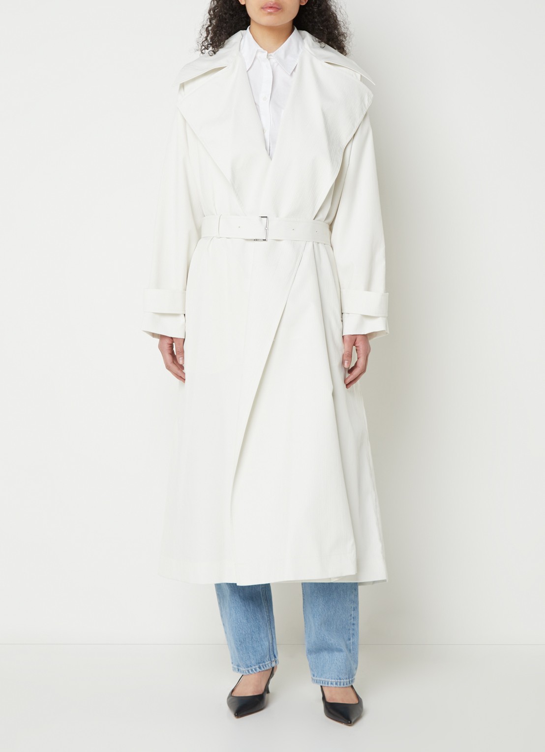 Calvin Klein Oversized trenchcoat met steekzakken - detail gebroken wit