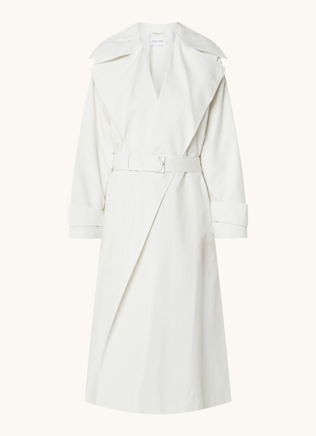Calvin Klein Oversized trenchcoat met steekzakken - voorkant 3 gebroken wit