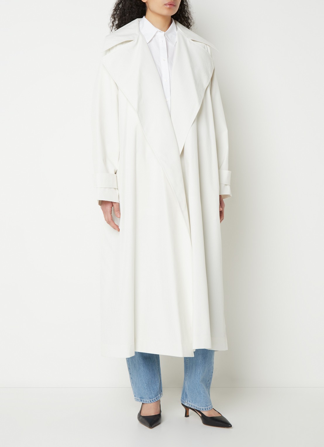 Calvin Klein Oversized trenchcoat met steekzakken - voorkant 4 gebroken wit