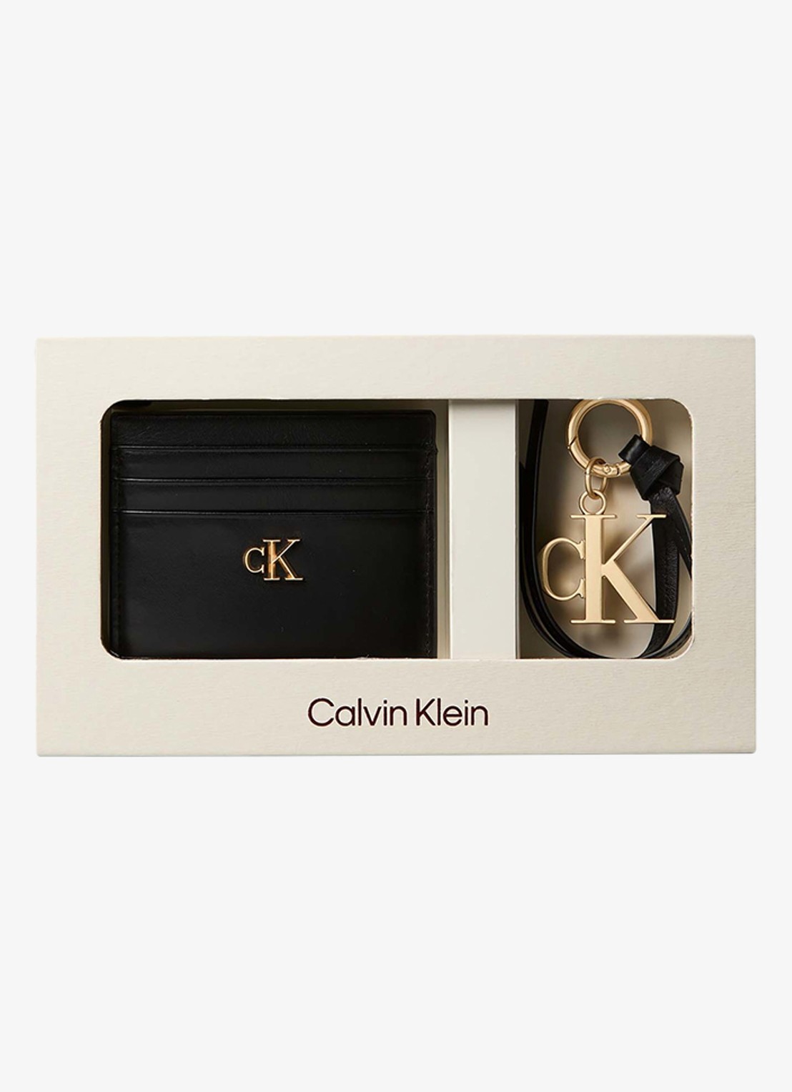 Calvin Klein Pasjeshouder van leer met hanger - voorkant zwart