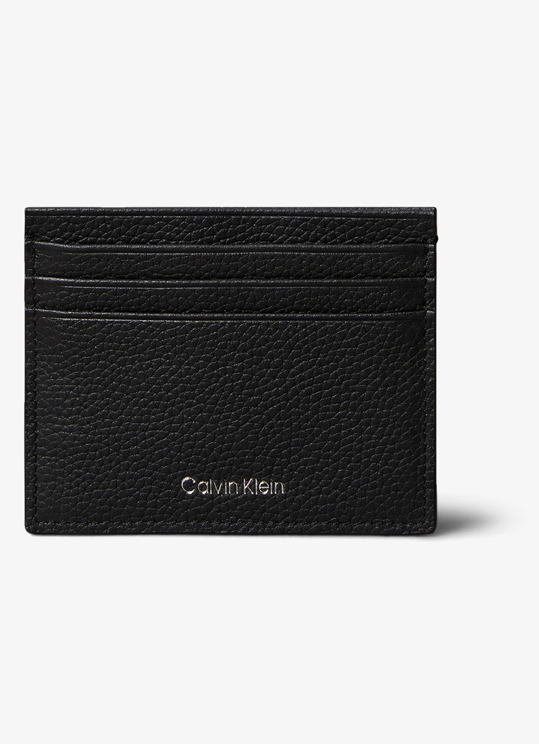 Calvin Klein Pasjeshouder van leer met logo - voorkant 4 zwart