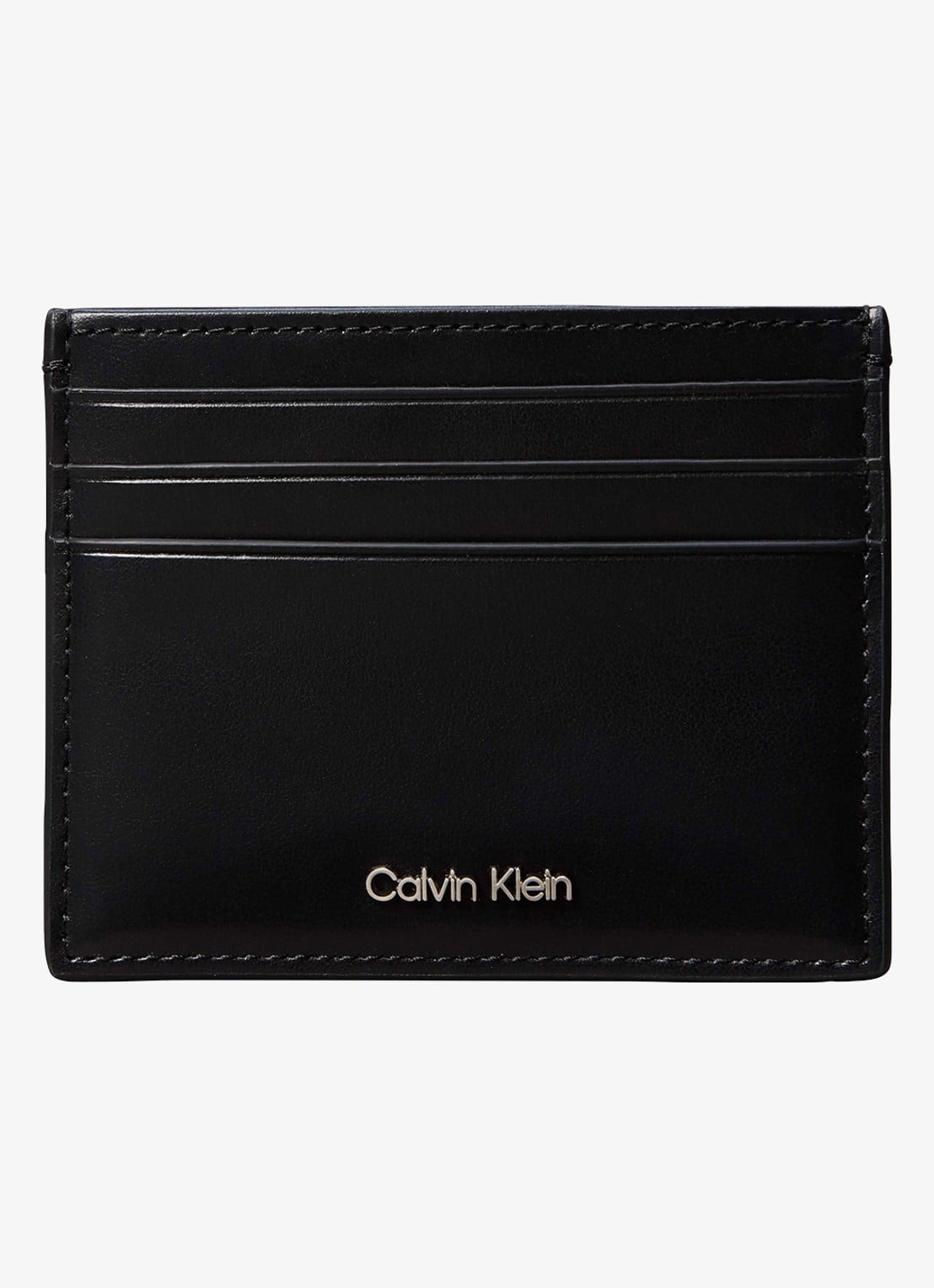 Calvin Klein Pasjeshouder van leer met logo - voorkant 3 zwart