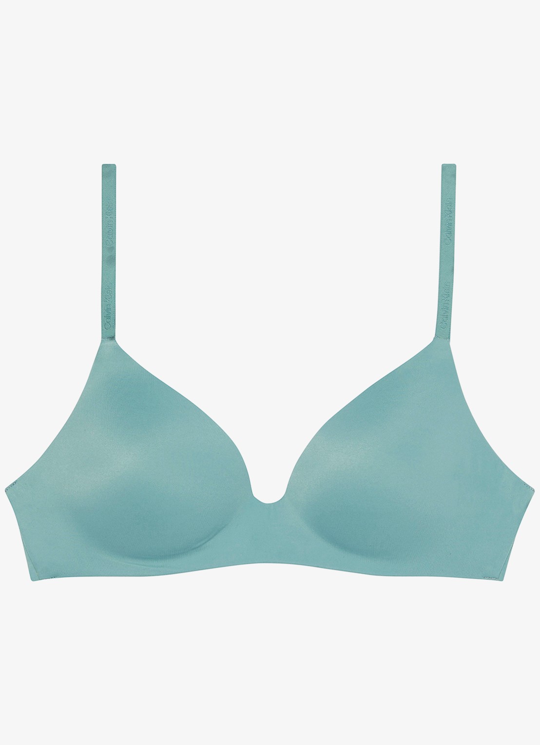 Calvin Klein Perfectly Fit beugelloze plunge T-shirt bh - voorkant 2 slate turquoise-mb2 / blauw