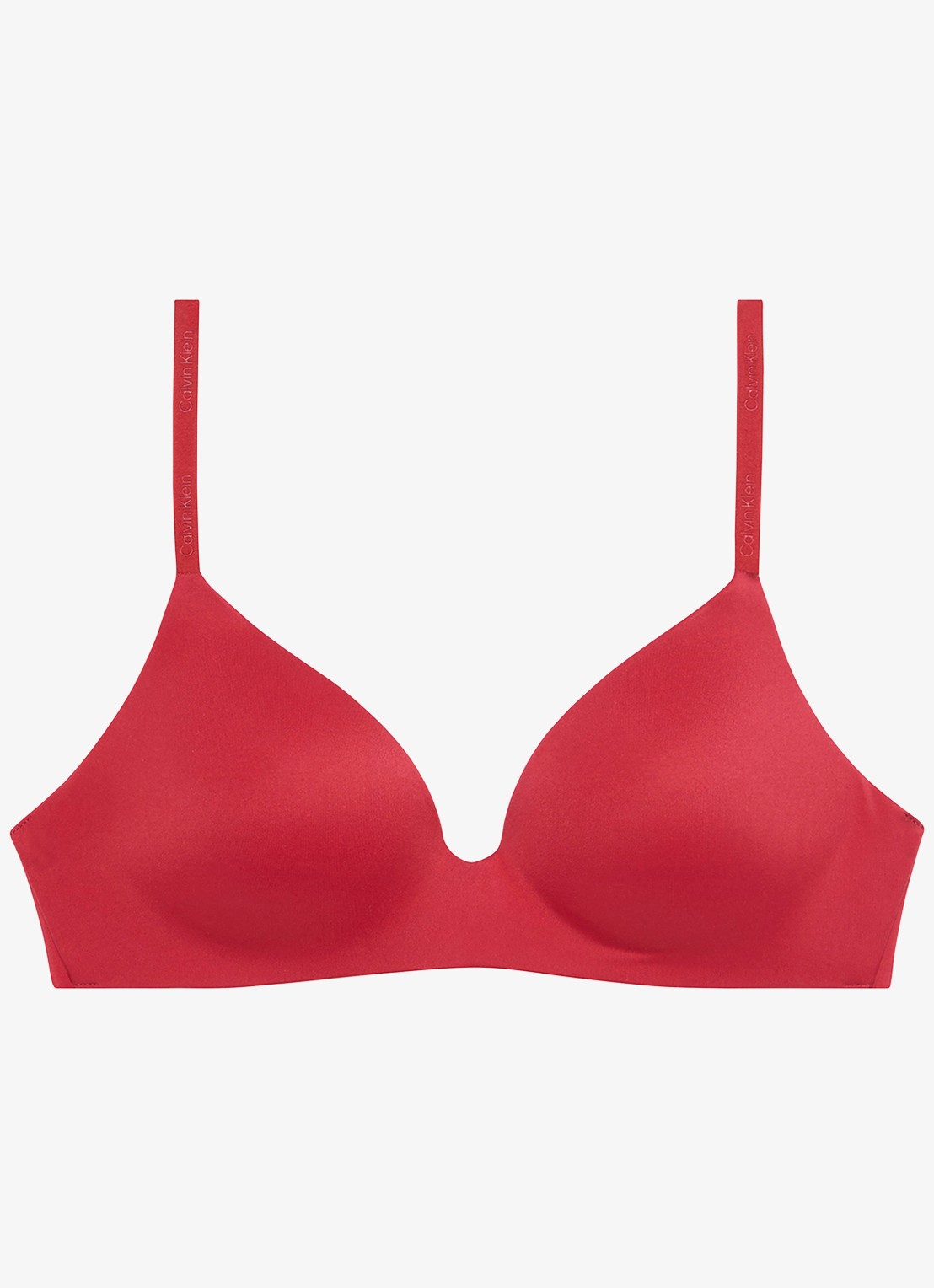 Calvin Klein Perfectly Fit beugelloze plunge T-shirt bh - voorkant 3 red stamp-yub / rood