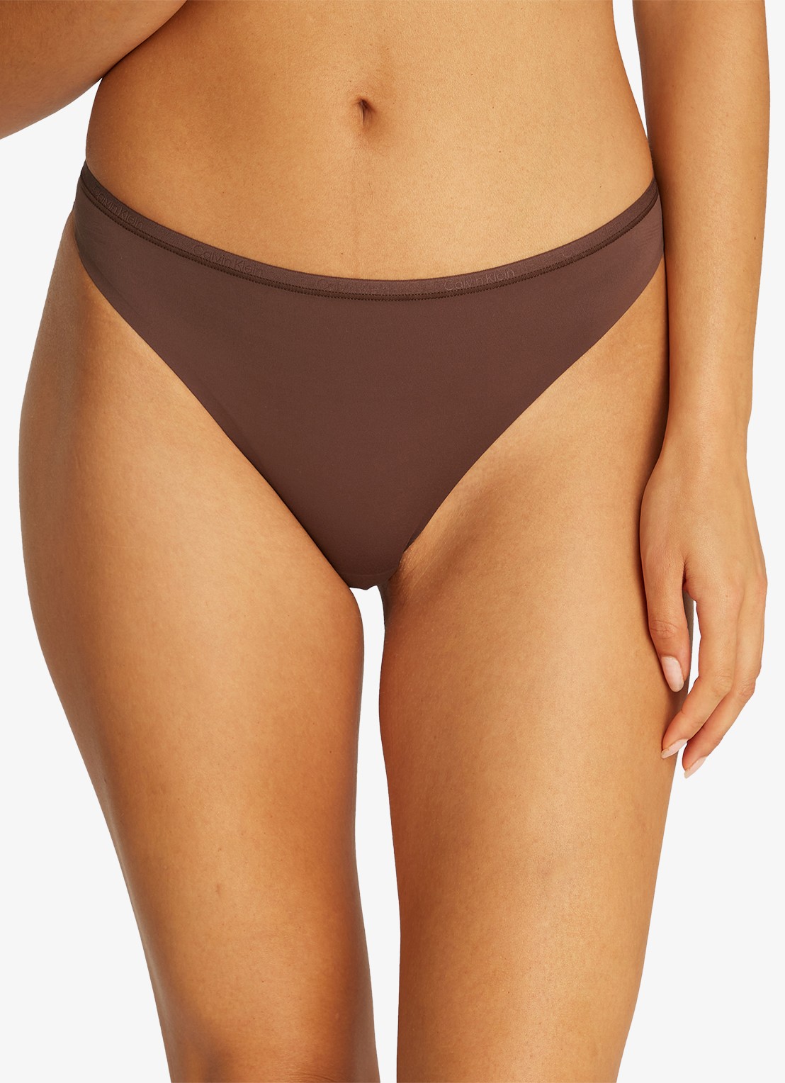 Calvin Klein Perfectly fit slip met logoband - detail 2 bruin