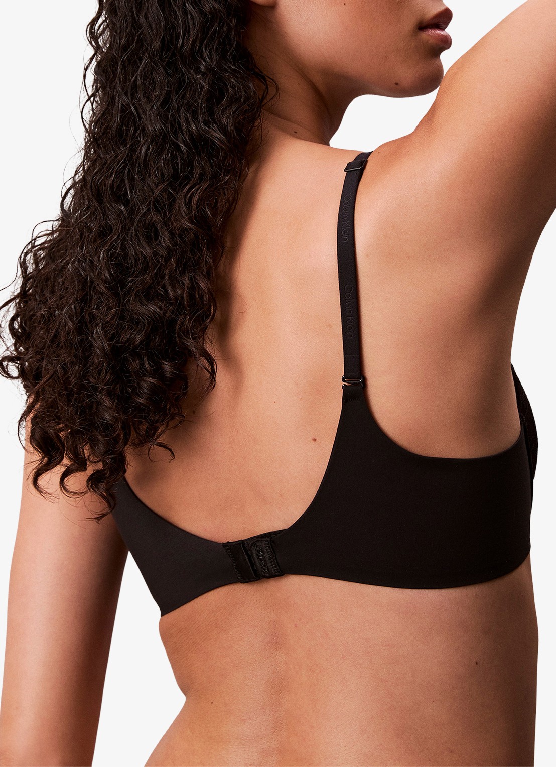 Calvin Klein Plunge push-up bh met kant - achterkant zwart