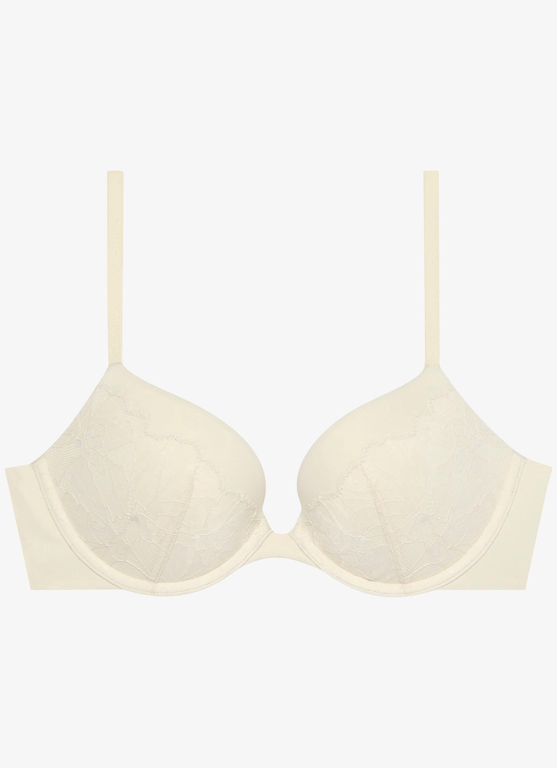 Calvin Klein Plunge push-up bh met kant - voorkant 7 gebroken wit