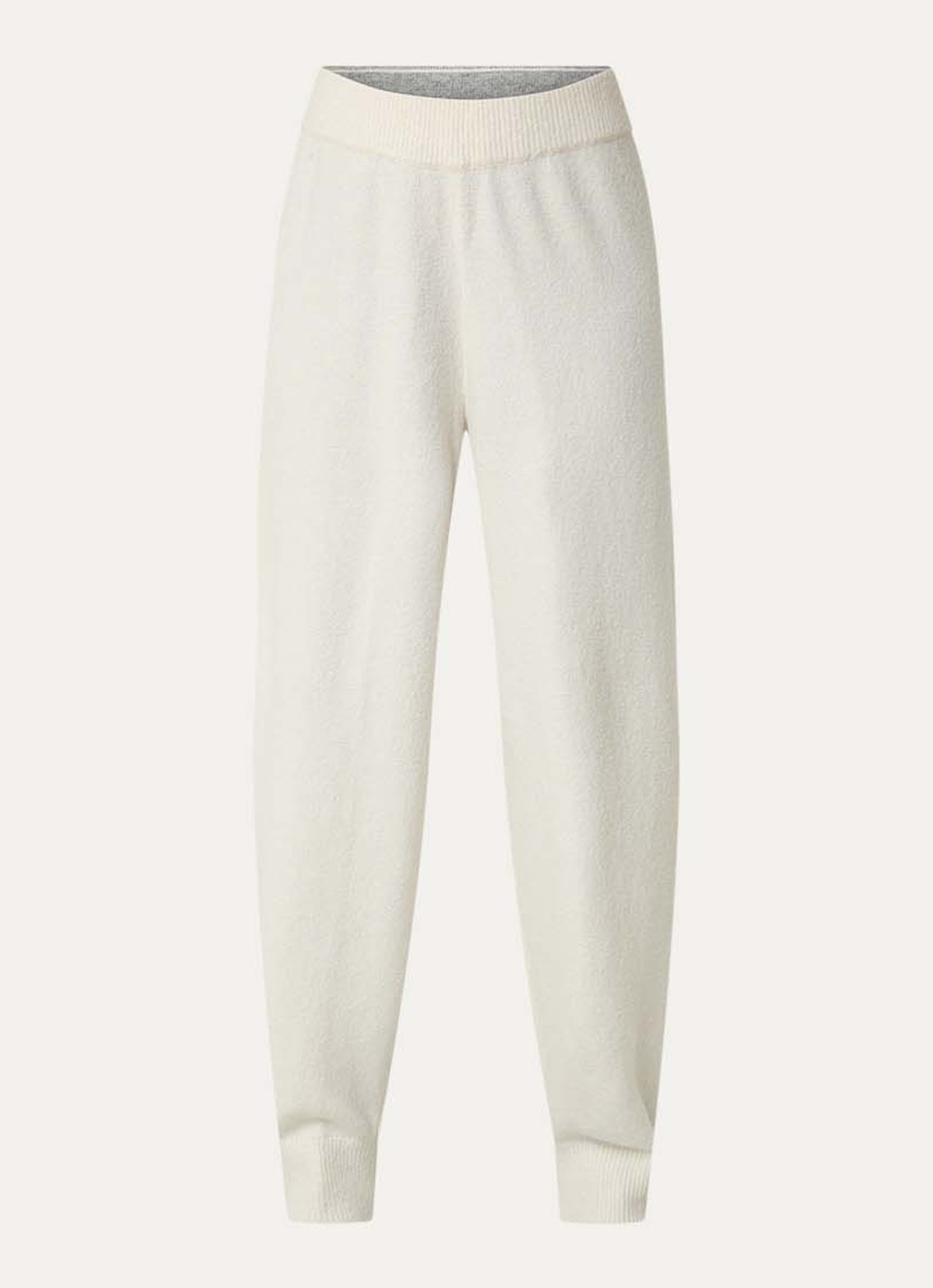 Calvin Klein Plush high waist tapered fit fijngebreide joggingbroek in wolblend - voorkant gebroken wit