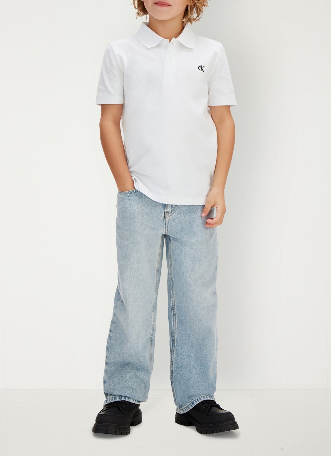 Calvin Klein Polo met logoborduring - voorkant 4 wit