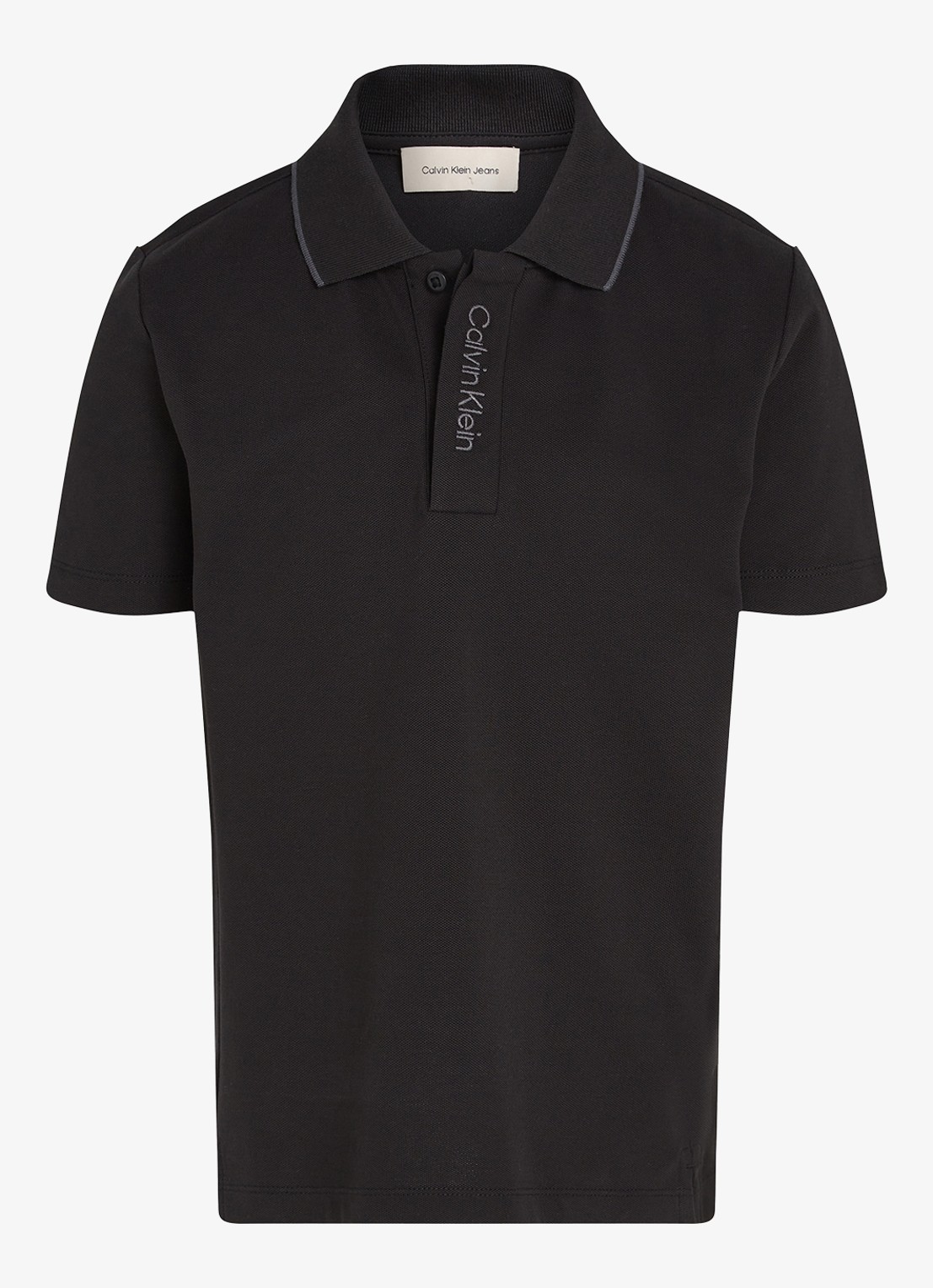 Calvin Klein Polo met logoprint - voorkant 2 zwart