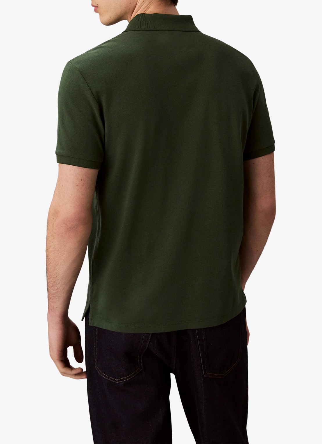 Calvin Klein Polo van piqué katoen met logoborduring - achterkant 6 donkergroen