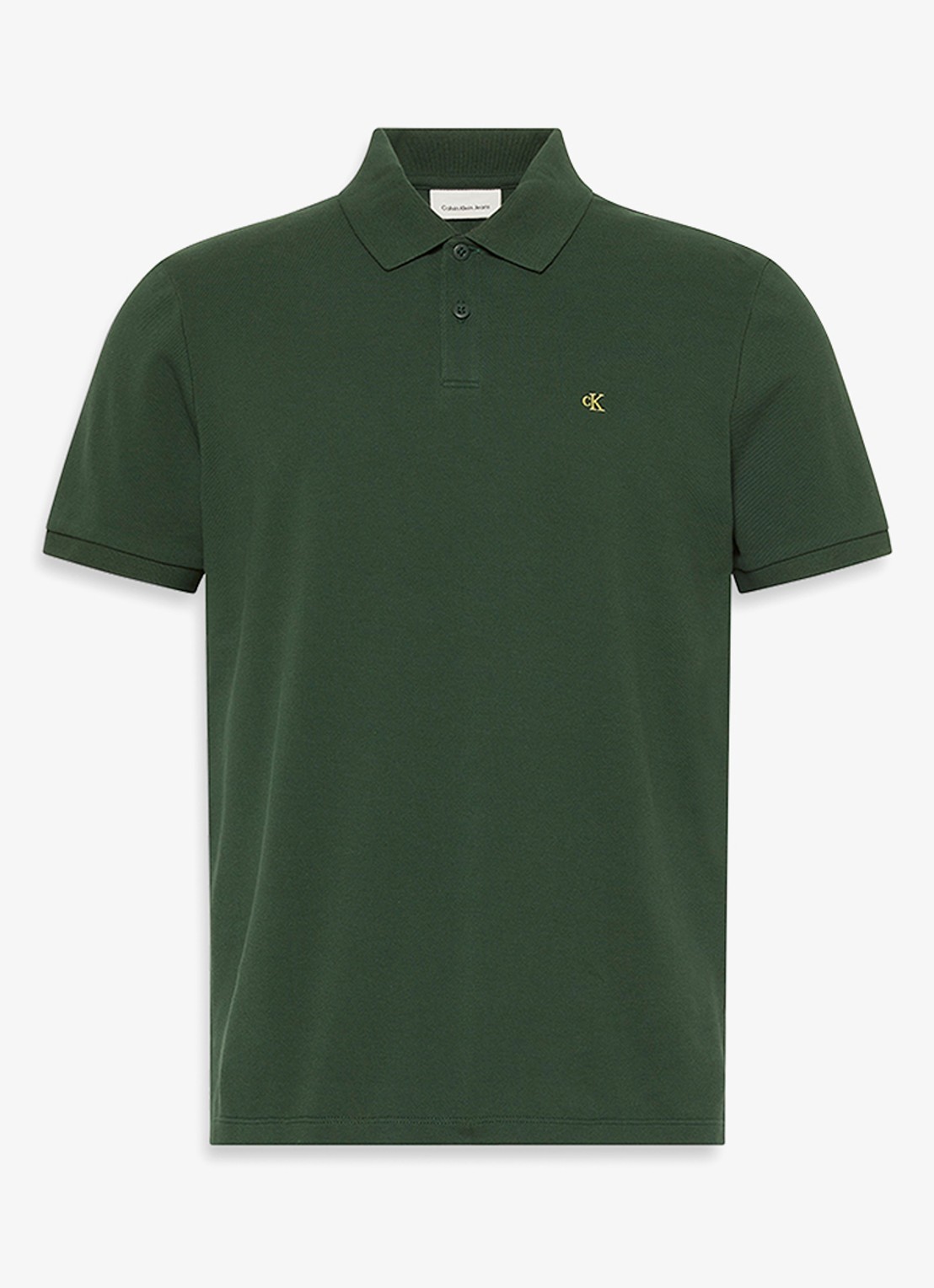 Calvin Klein Polo van piqué katoen met logoborduring - voorkant 4 donkergroen