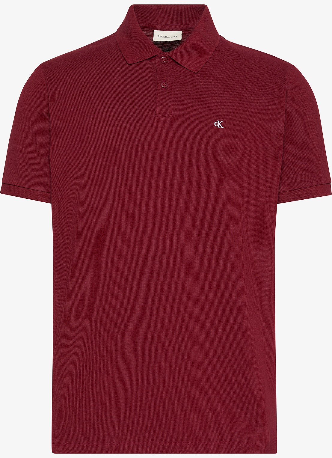 Calvin Klein Polo van piqué katoen met logoborduring - voorkant 2 bordeauxrood