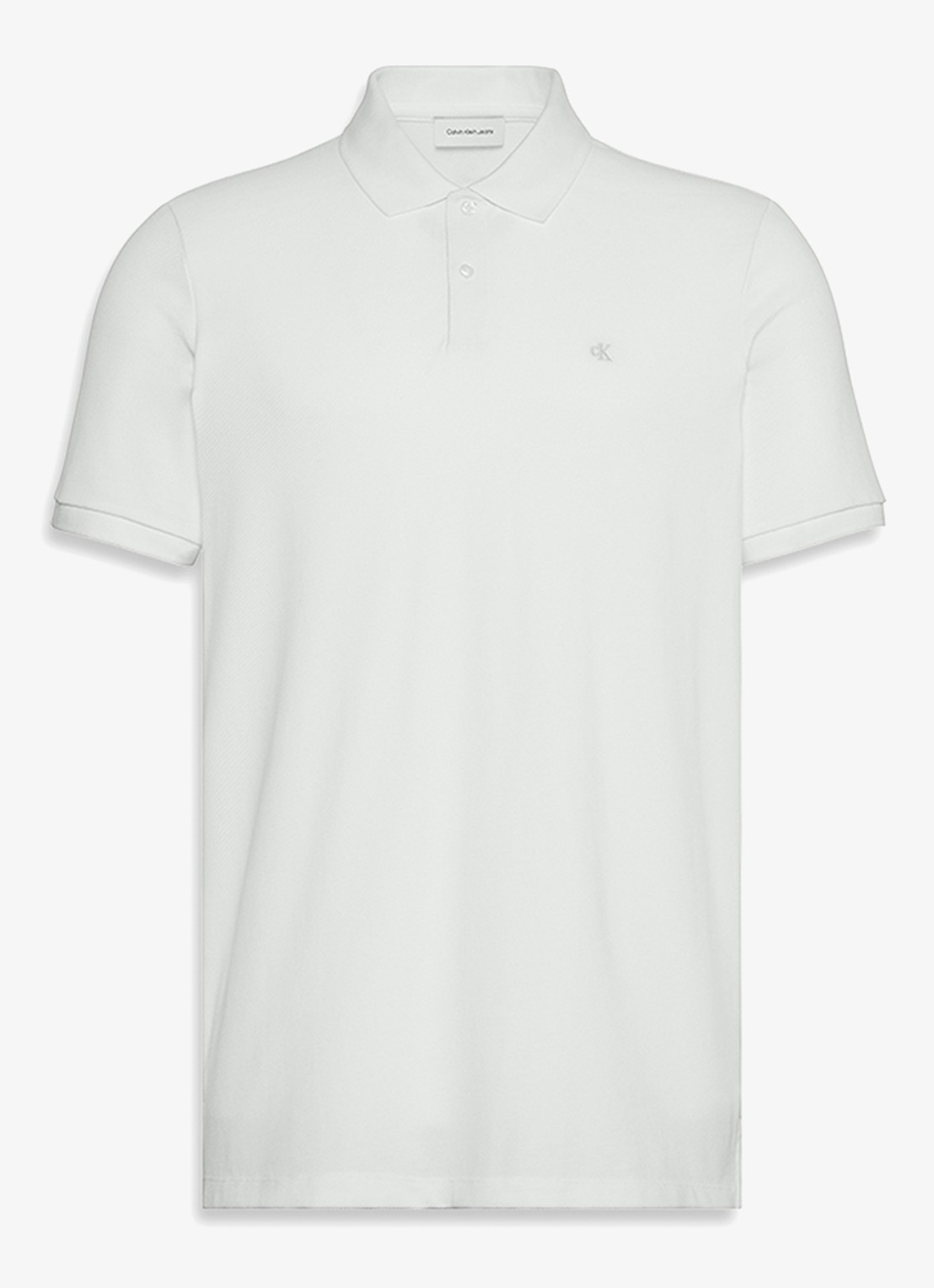 Calvin Klein Polo van piqué katoen met logoborduring - detail 5 wit