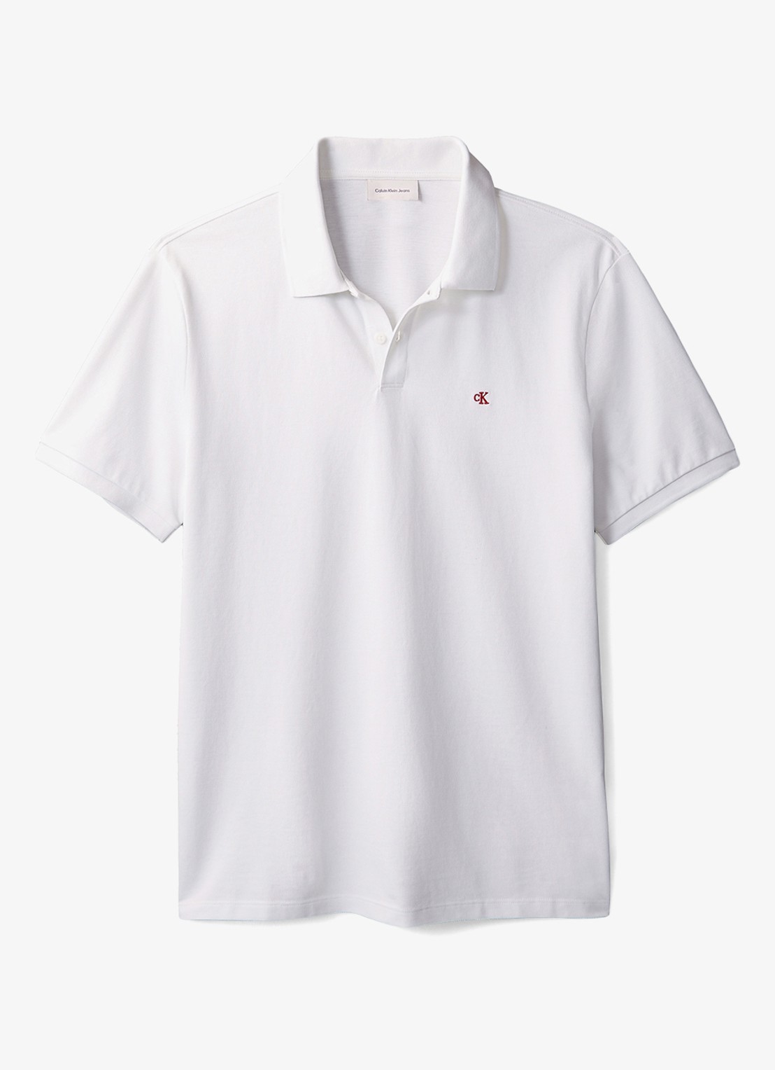 Calvin Klein Polo van piqué katoen met logoborduring - voorkant 7 wit