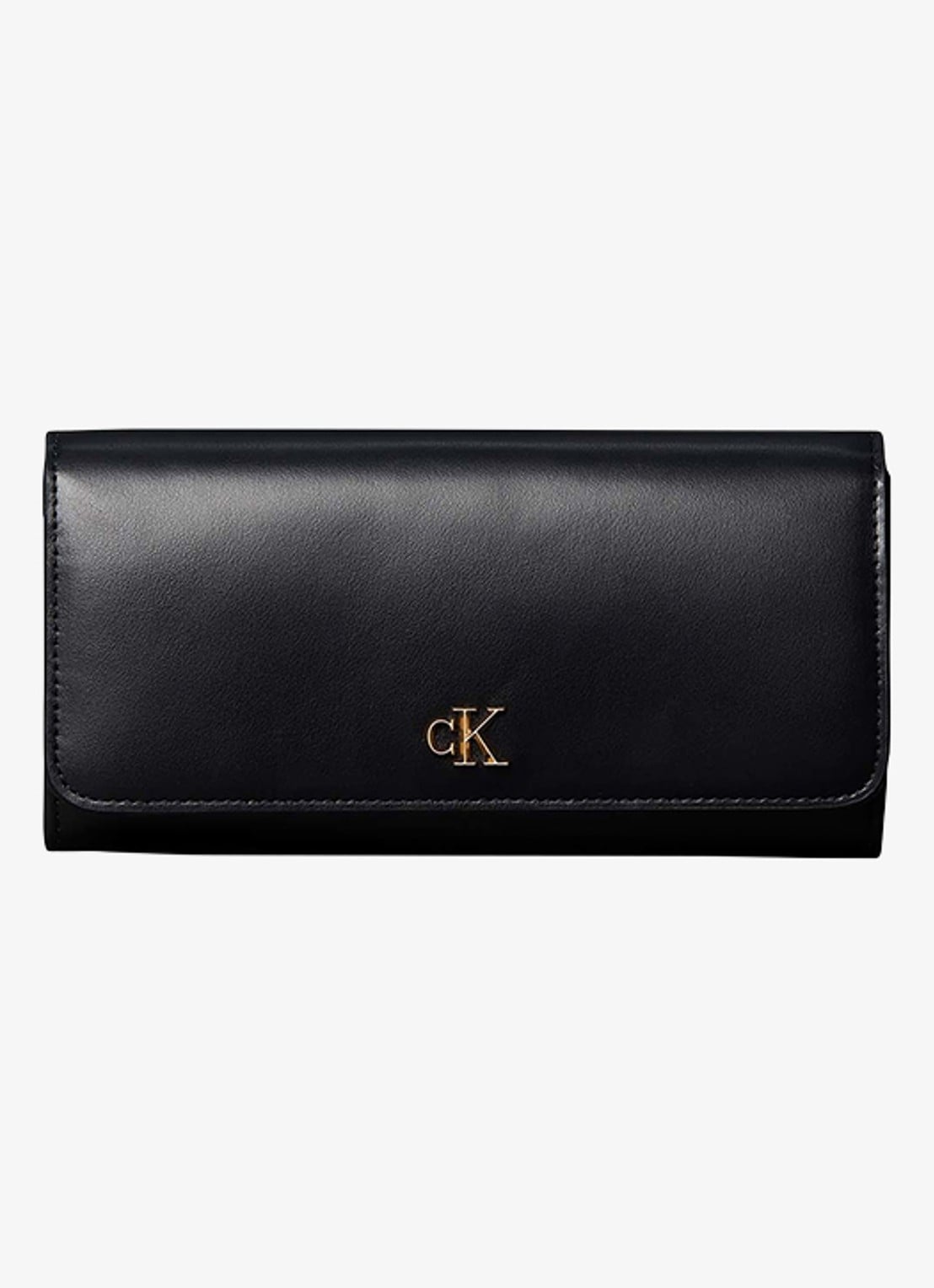 Calvin Klein Portemonnee van leer met logo - voorkant zwart