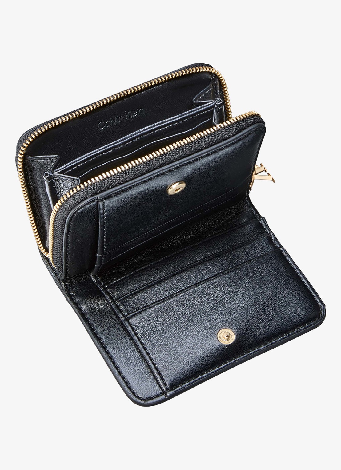 Calvin Klein Portemonnee van leer - detail zwart
