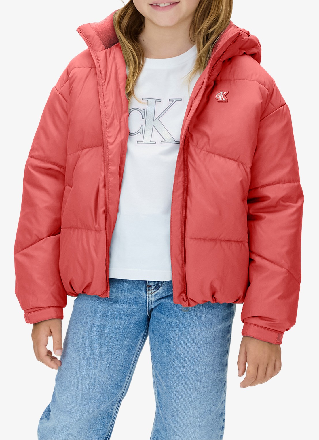 Calvin Klein Puffer jack met steekzakken - detail 4 roze