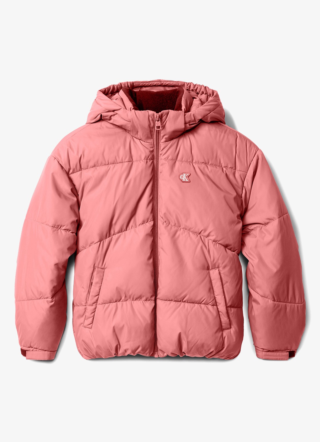 Calvin Klein Puffer jack met steekzakken - voorkant roze