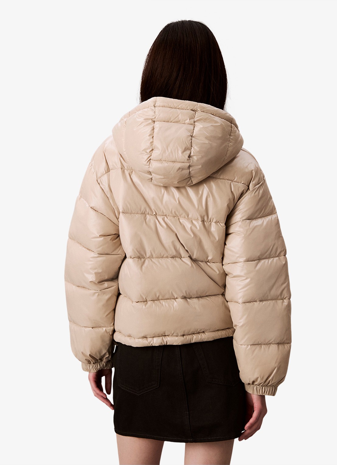 Calvin Klein Puffer jas met logo  - achterkant beige