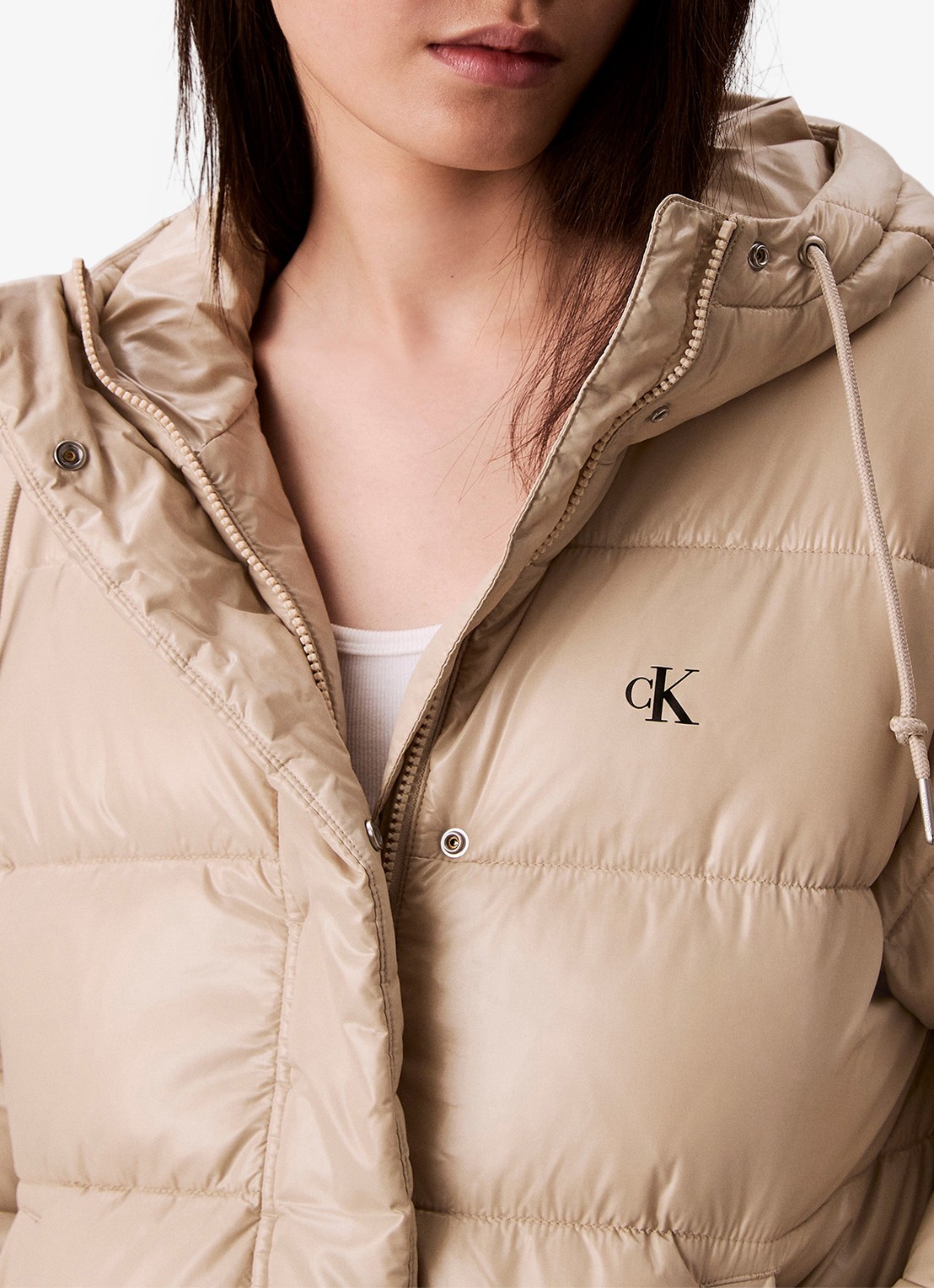 Calvin Klein Puffer jas met logo  - detail 5 beige