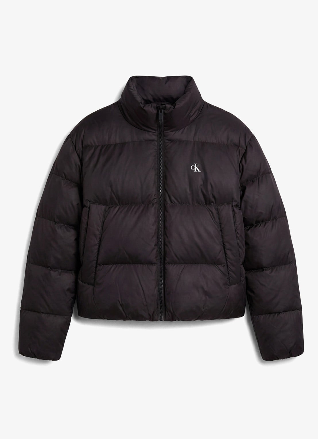 Calvin Klein Puffer jas met logo - voorkant zwart