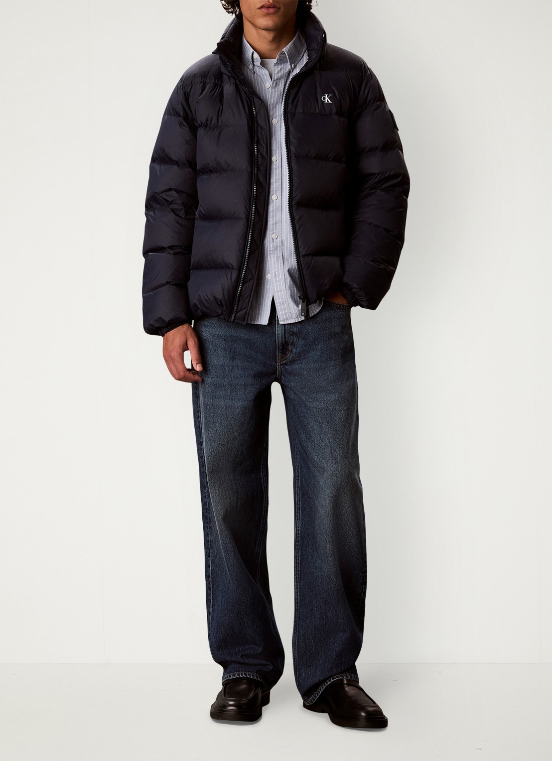 Calvin Klein Puffer jas met logo - voorkant 2 dark sapphire-cef
