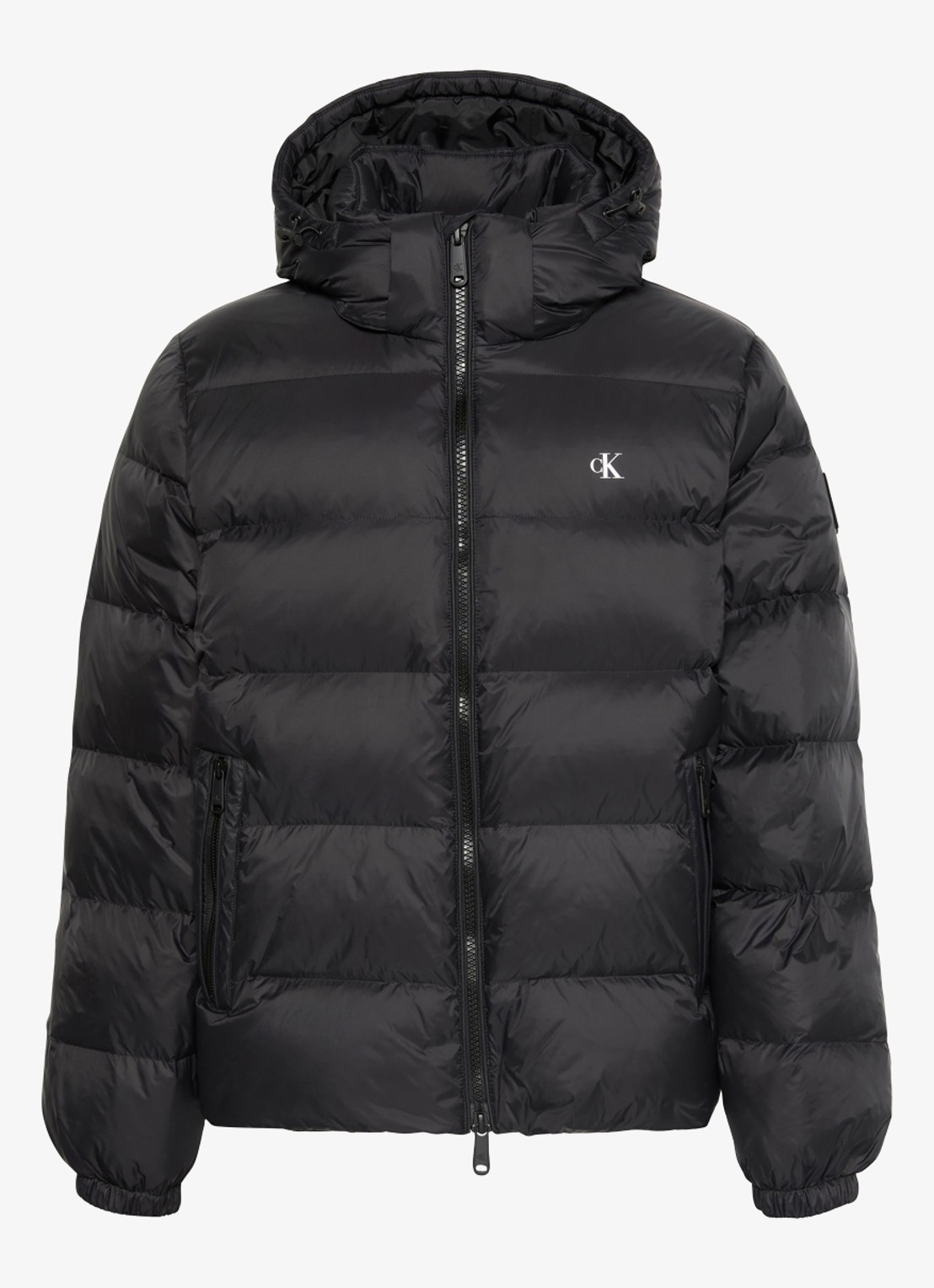 Calvin Klein Puffer jas met logo - voorkant 6 zwart