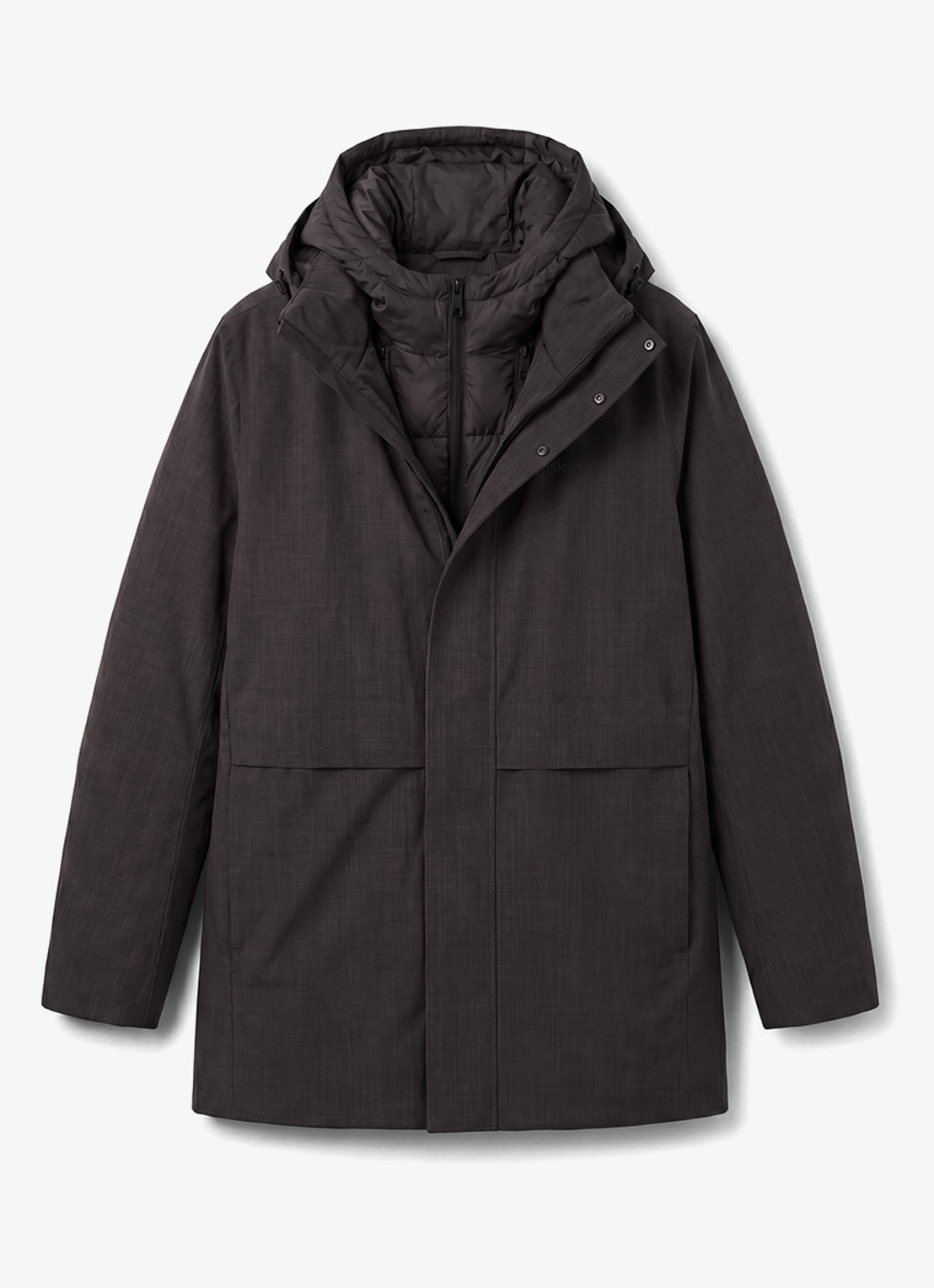 Calvin Klein Puffer jas met uitneembare voering - voorkant bruin