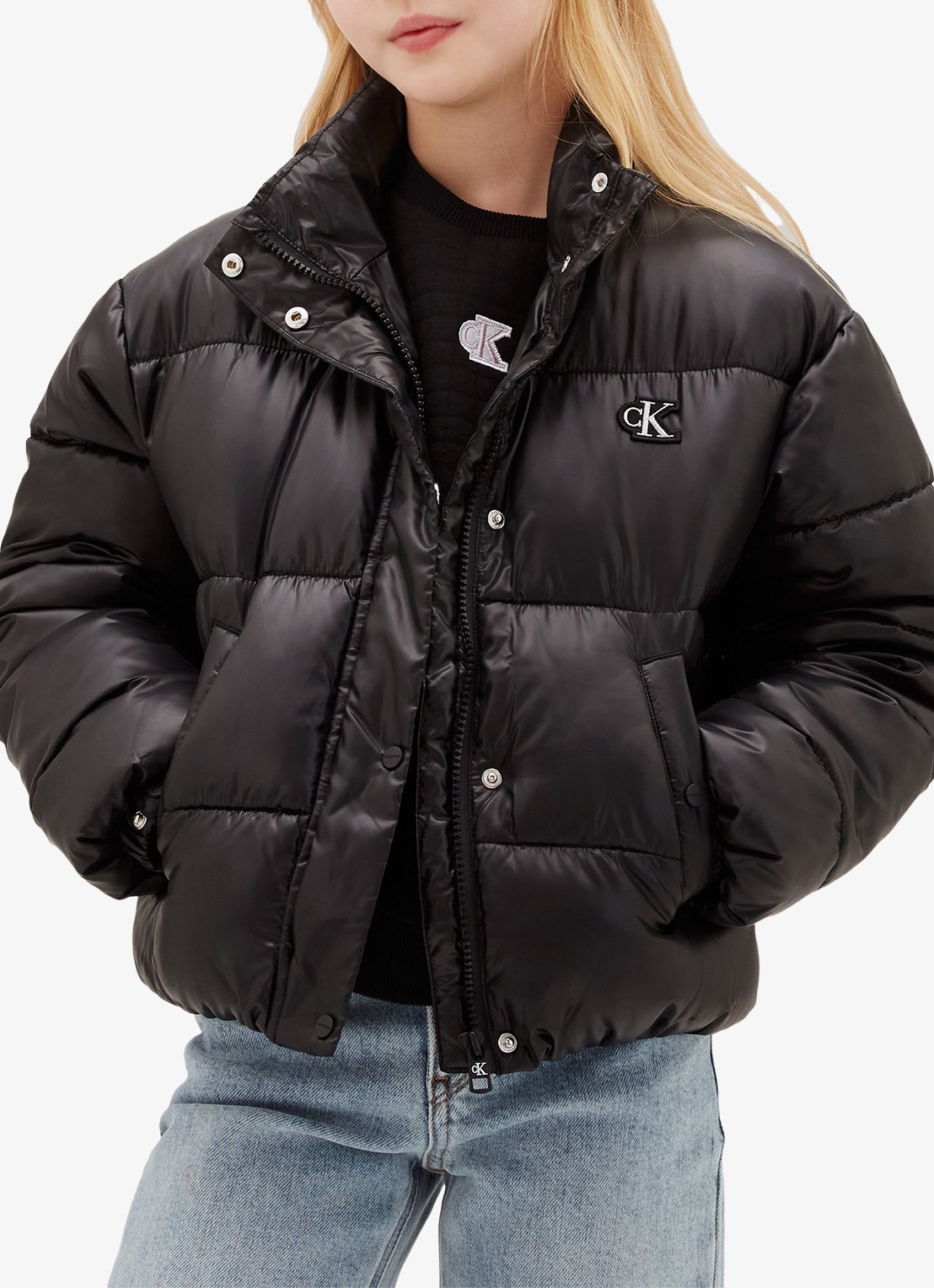 Calvin Klein Pufferjas met logo  - detail 3 zwart