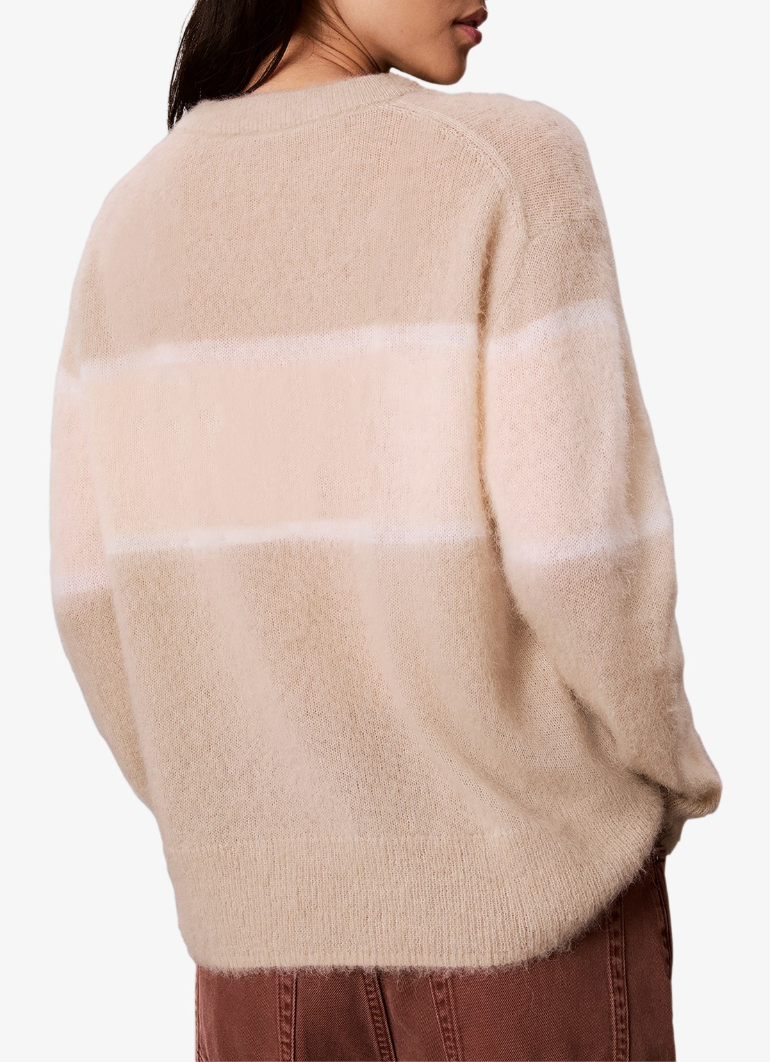 Calvin Klein Pullover in alpaca wolblend met strreepprint - achterkant rood