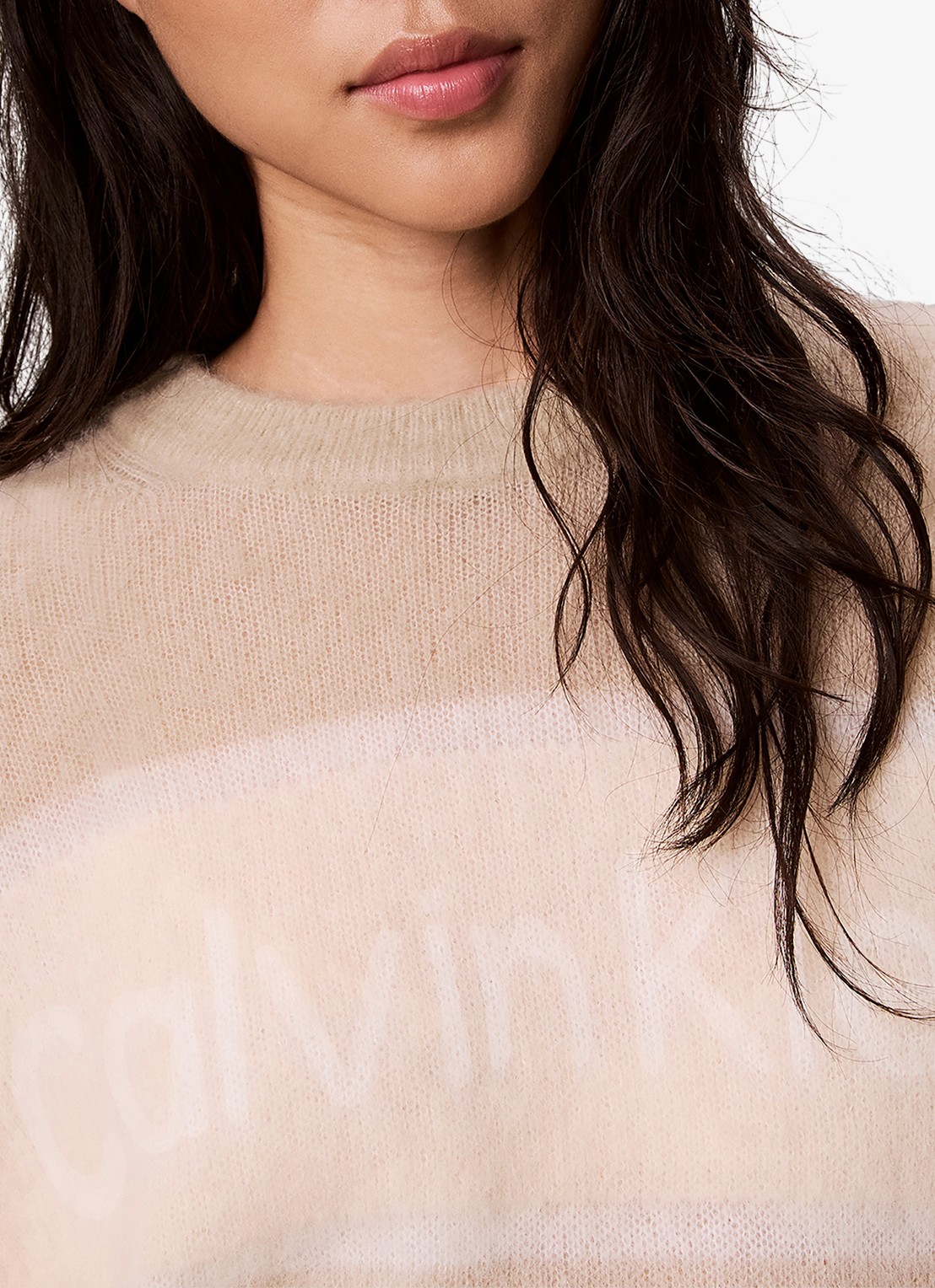 Calvin Klein Pullover in alpaca wolblend met strreepprint - detail 3 rood