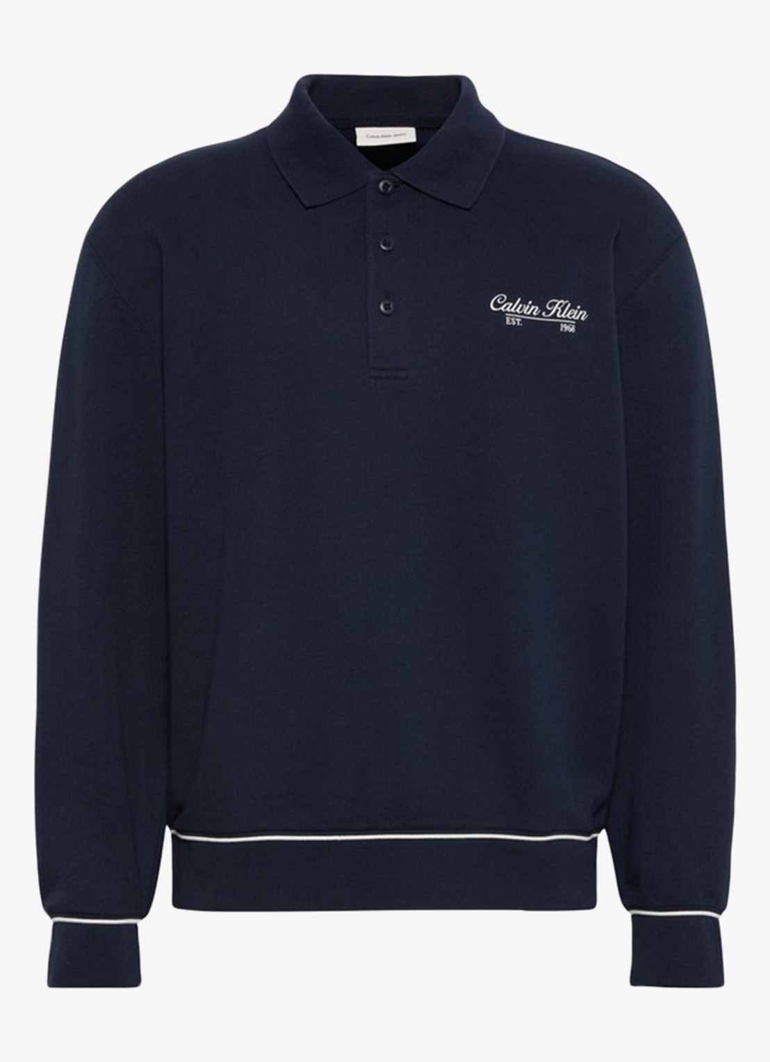 Calvin Klein Pullover met logoborduring - voorkant dark sapphire-cef /  bruin