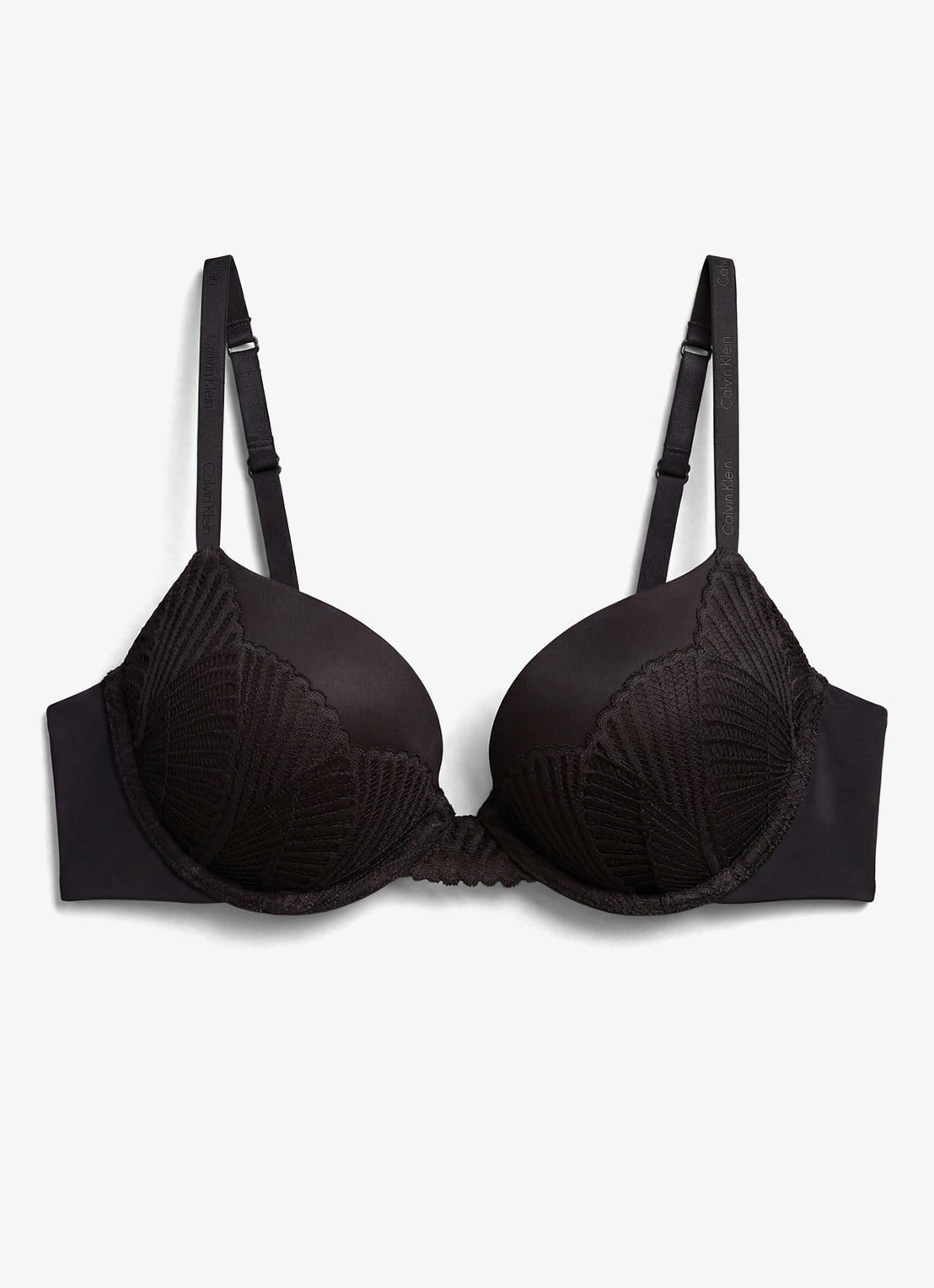 Calvin Klein Push-up bh met details van kant - voorkant 6 zwart